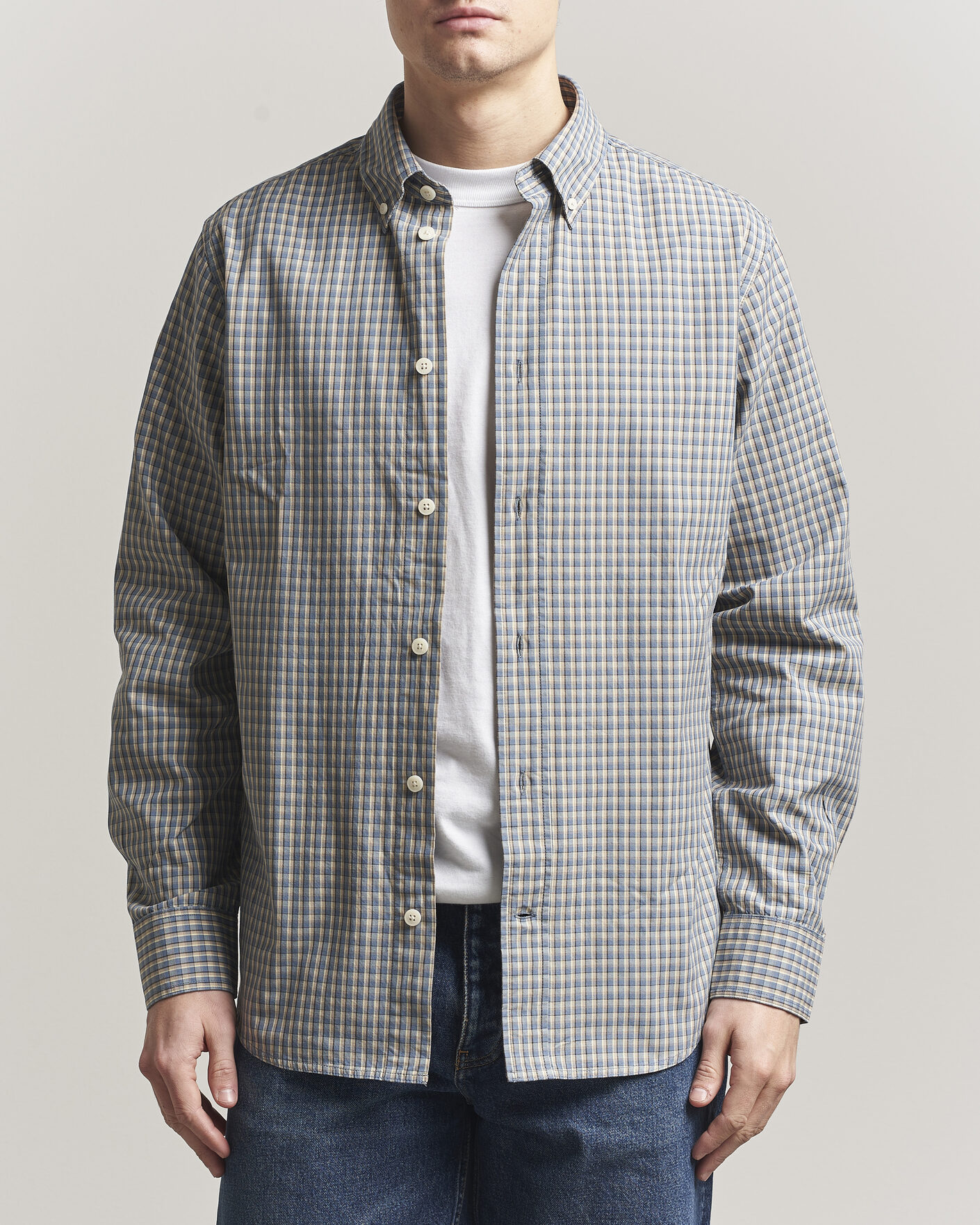 Herre | Skjorter | NN07 | Colby Brushed Cotton Shirt Blue Check