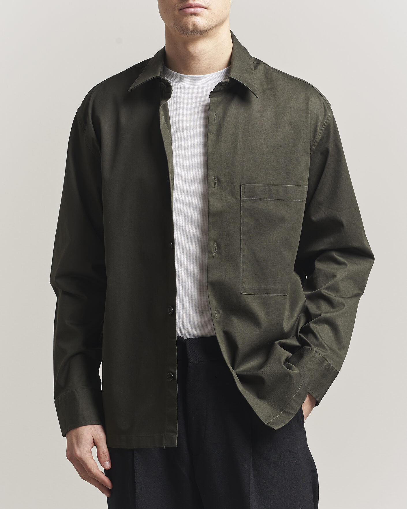 Herre | Skjorter | NN07 | Freddy Cotton Overshirt Dark Army