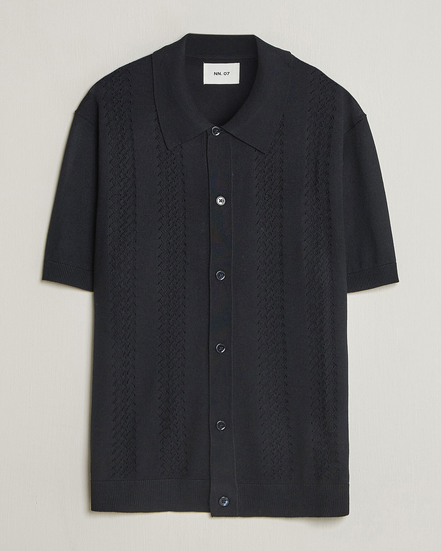 Herre | Skjorter | NN07 | Thor Knitted Short Sleeve Shirt Deep Navy