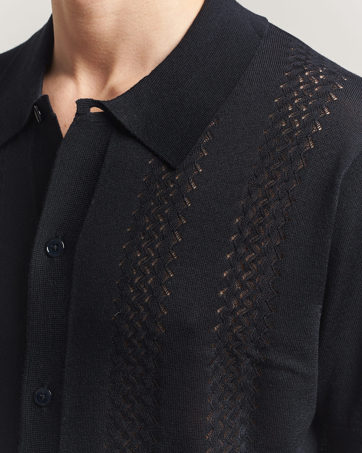 Herre | Skjorter | NN07 | Thor Knitted Short Sleeve Shirt Deep Navy