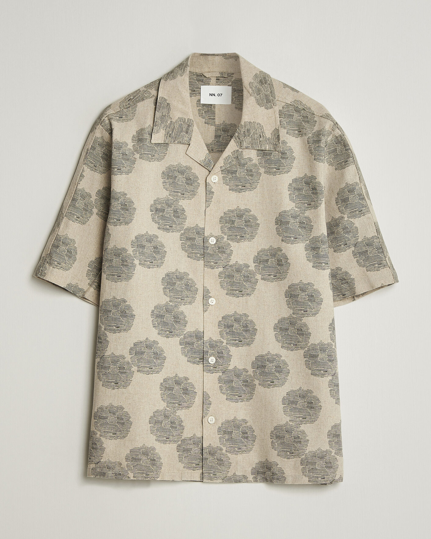 Herre | Skjorter | NN07 | Ole Printed Short Sleeve Shirt Oatmeal