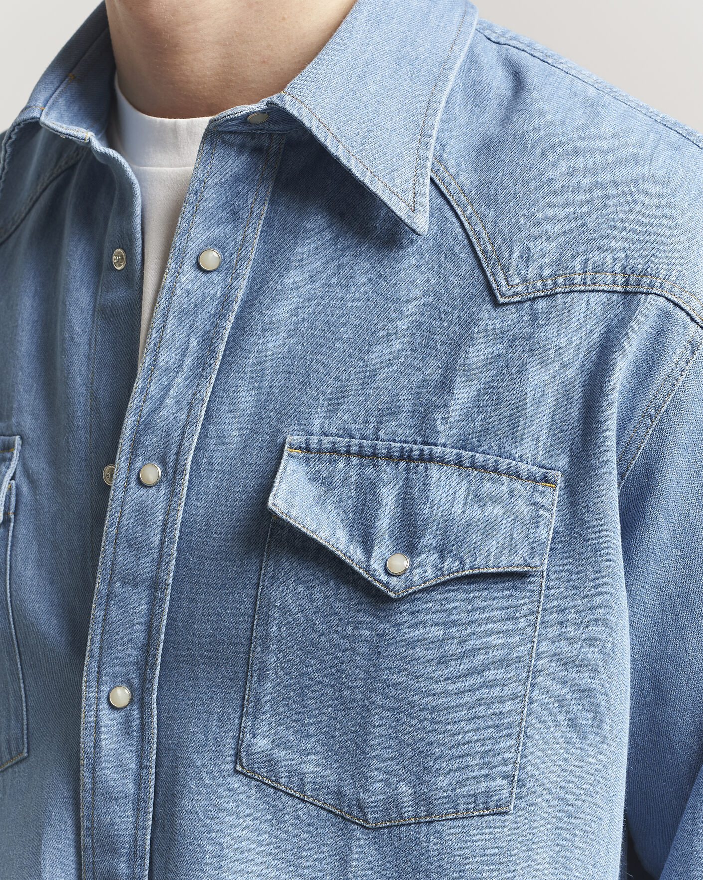 Herre | Skjorter | NN07 | Ricky Western Denim Shirt Light Indigo