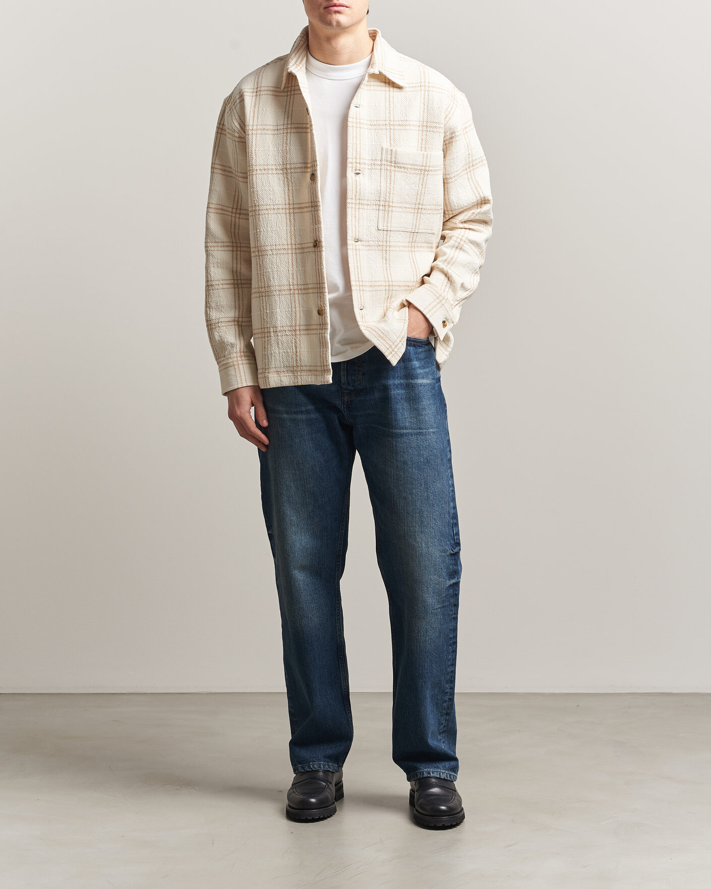 Herre | Skjorter | NN07 | Adwin Checked Overshirt Ivory