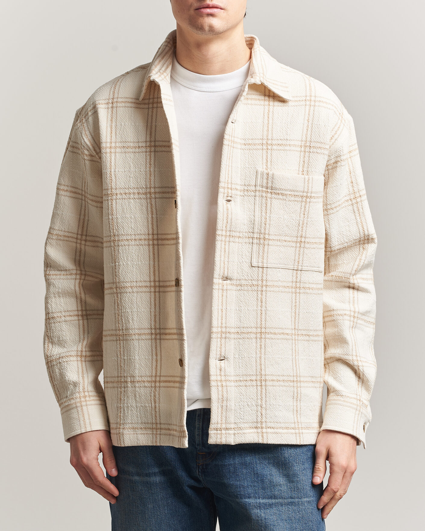 Herre | Skjorter | NN07 | Adwin Checked Overshirt Ivory