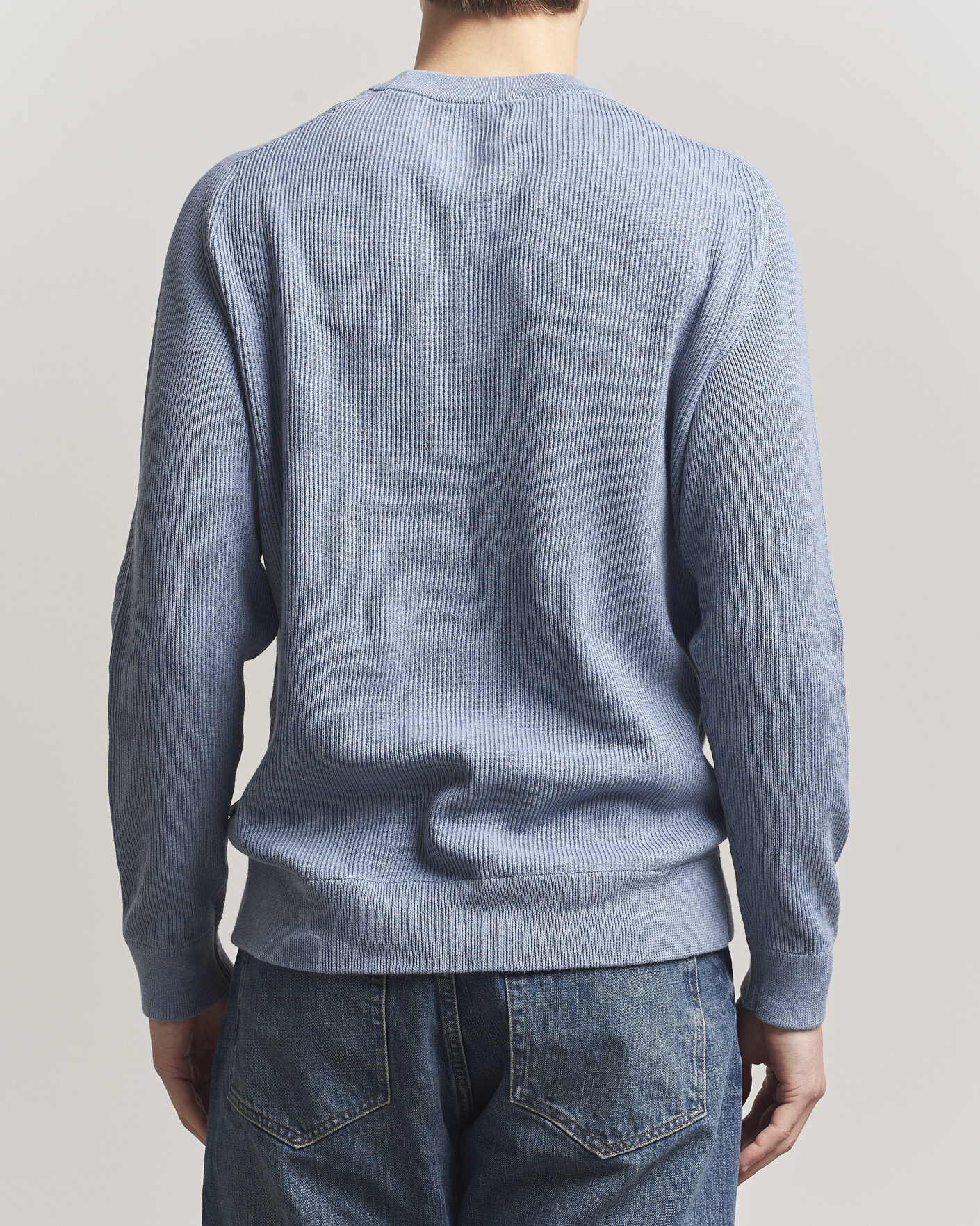 Herre | Gensere | NN07 | Kevin Cotton Knitted Sweater Stone Blue