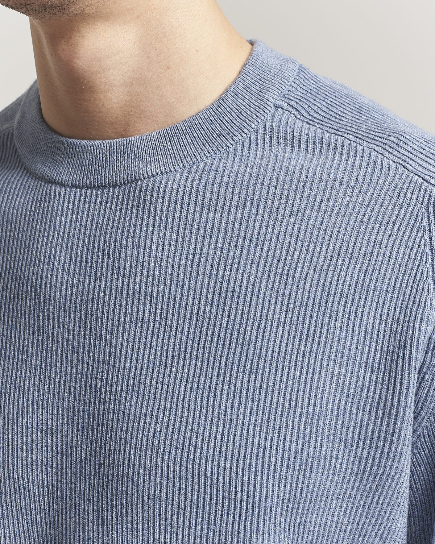 Herre | Gensere | NN07 | Kevin Cotton Knitted Sweater Stone Blue