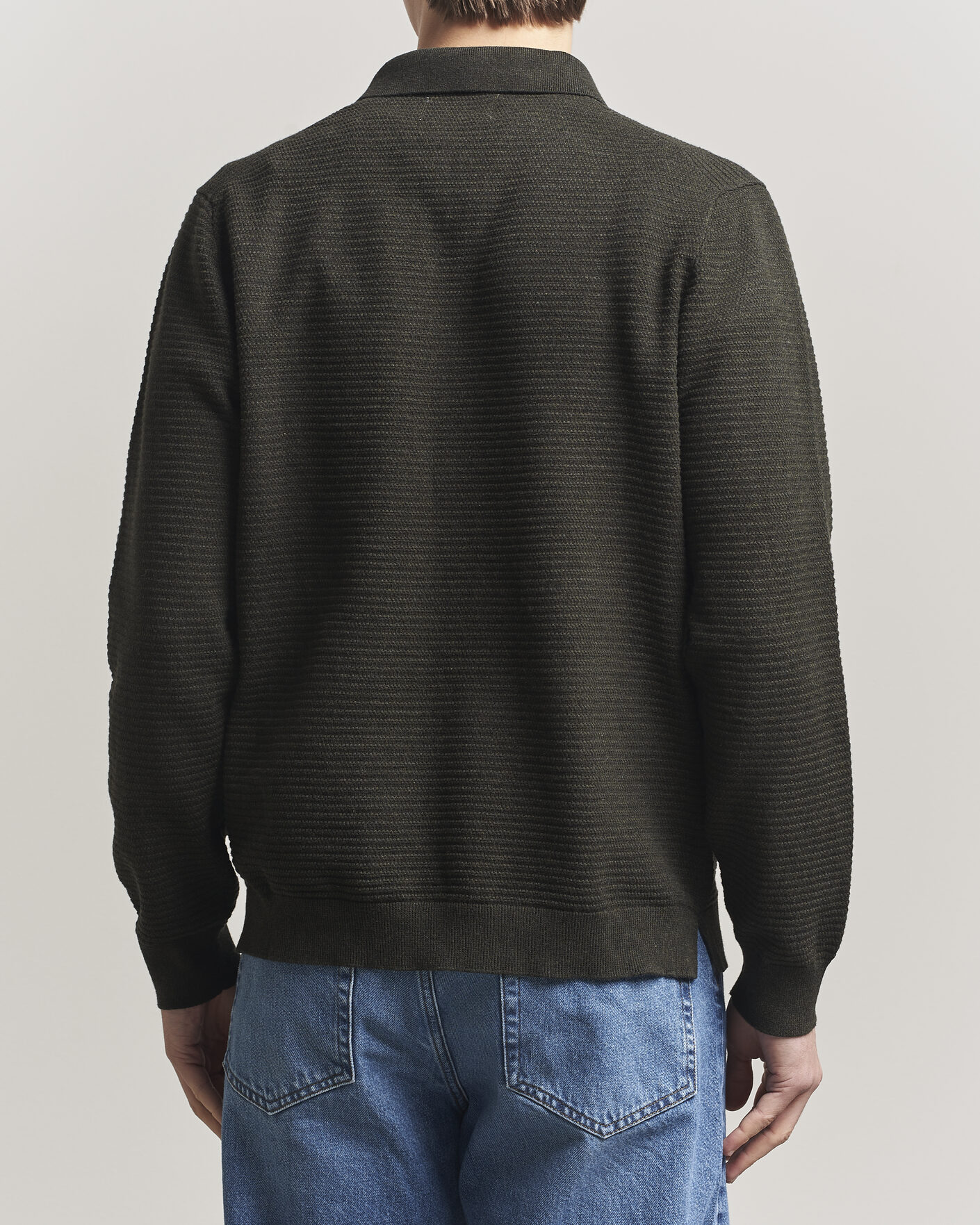 Herre | Gensere | NN07 | Paul Knitted Long Sleeve Polo Dark Army