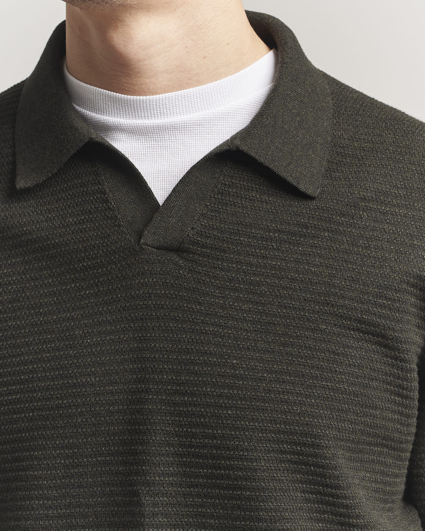 Herre | Gensere | NN07 | Paul Knitted Long Sleeve Polo Dark Army