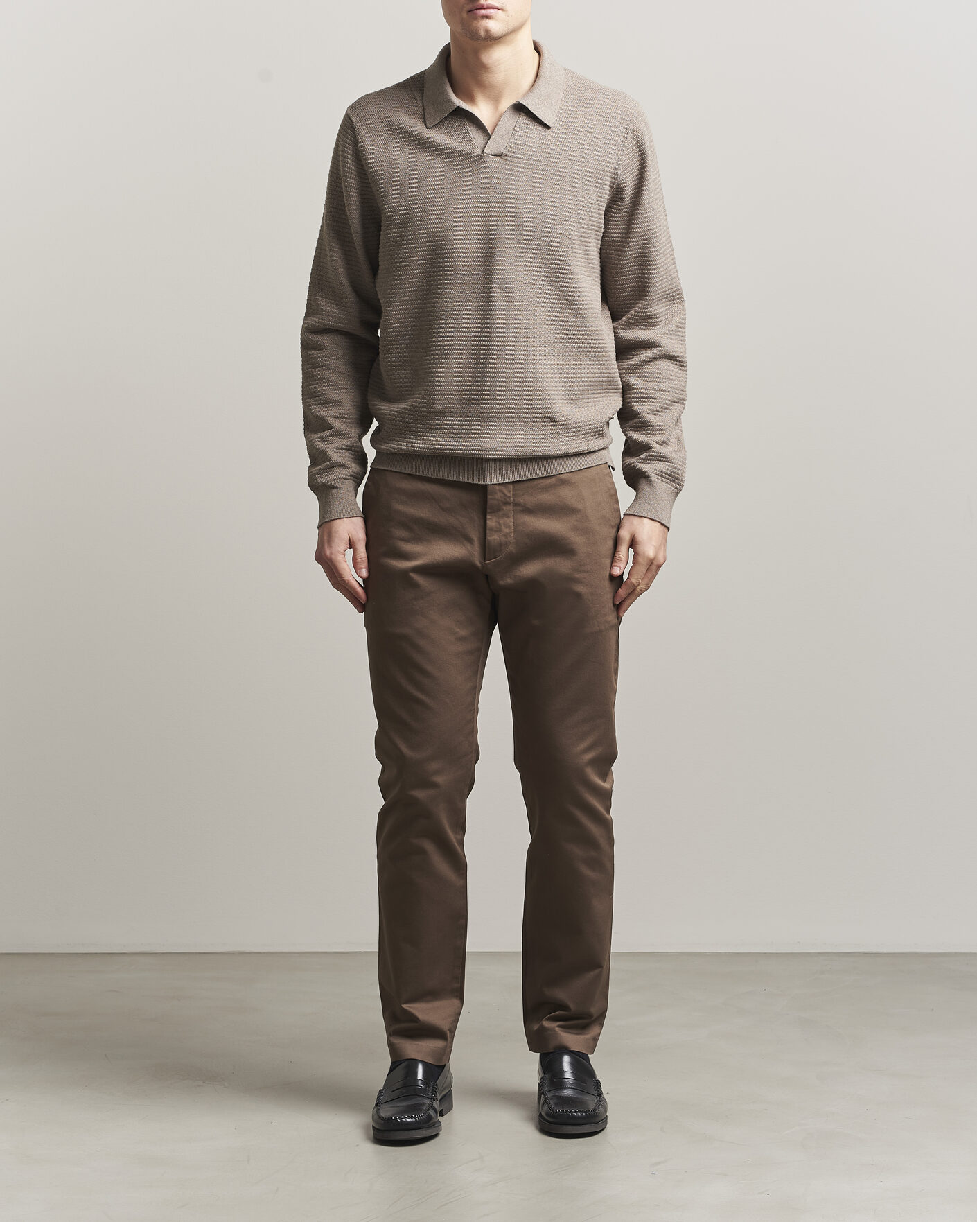 Herre | Gensere | NN07 | Paul Knitted Long Sleeve Polo Mable Husk