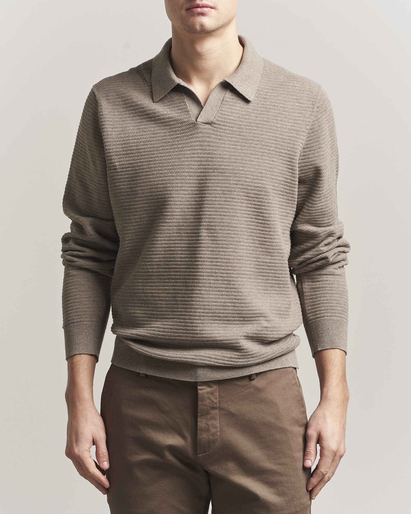 Herre | Gensere | NN07 | Paul Knitted Long Sleeve Polo Mable Husk