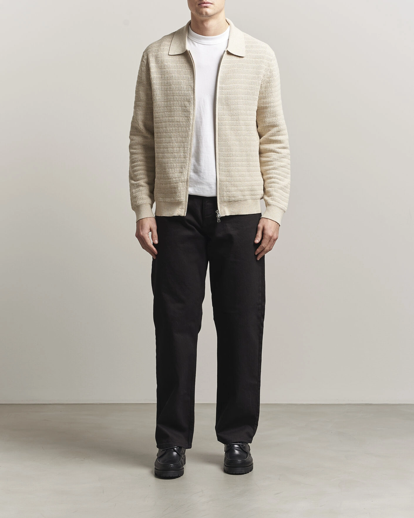 Herre | Gensere | NN07 | Gustav Knitted Full Zip Ivory