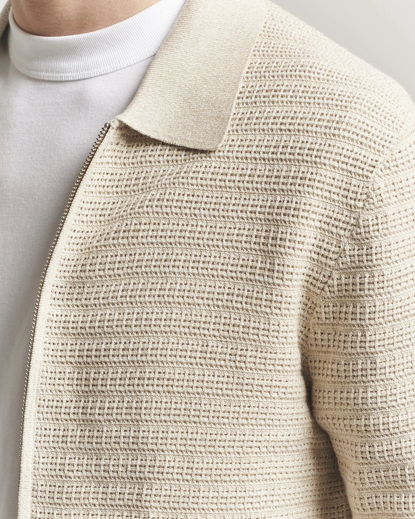 Herre | Gensere | NN07 | Gustav Knitted Full Zip Ivory