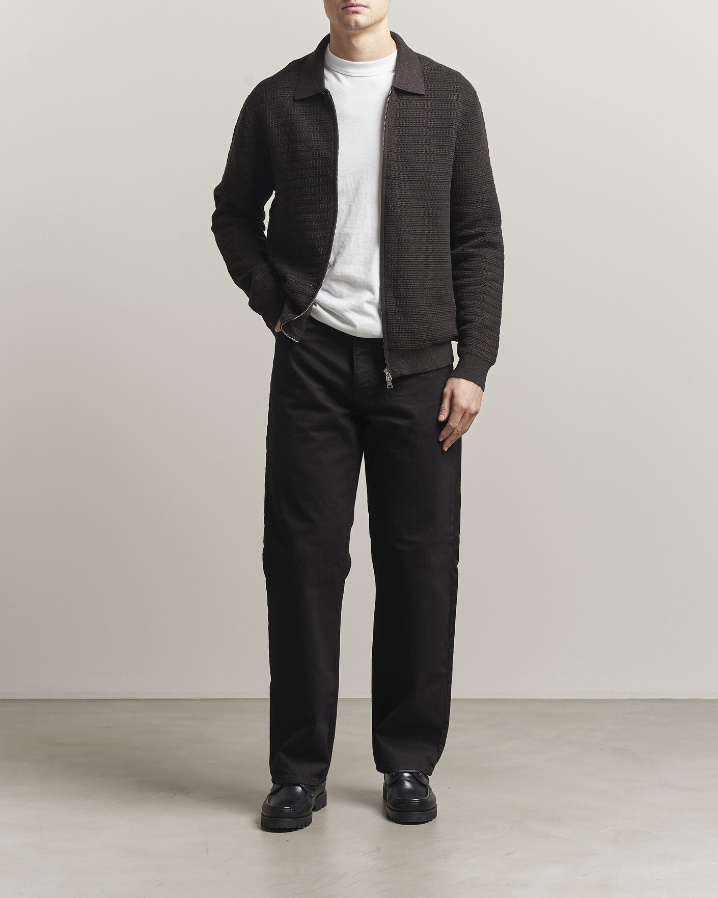 Herre | Gensere | NN07 | Gustav Knitted Full Zip Deep Truffle