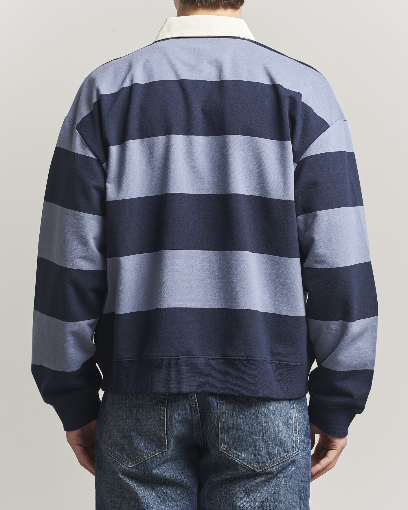 Herre | Gensere | NN07 | David Rugby Sweater Blue Stripe