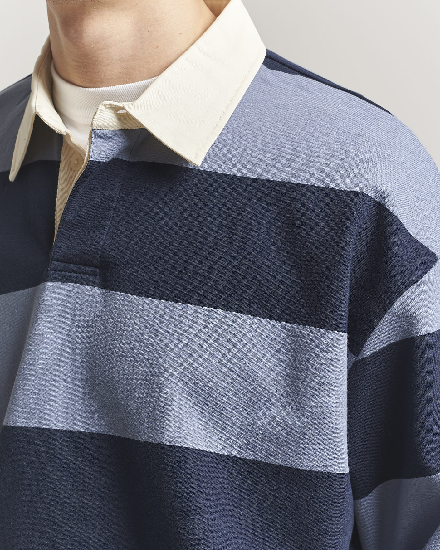 Herre | Gensere | NN07 | David Rugby Sweater Blue Stripe