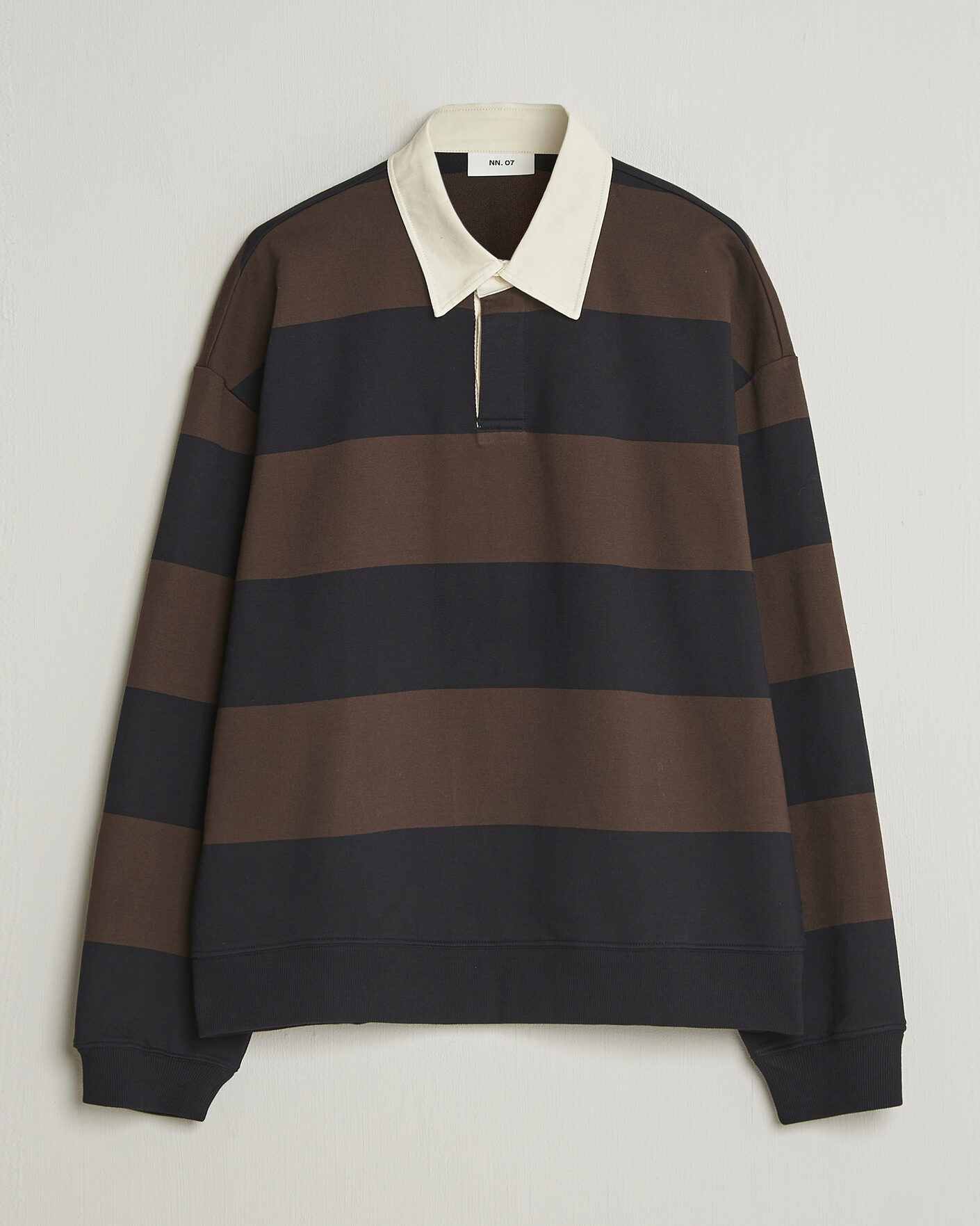 Herre | Gensere | NN07 | David Rugby Sweater Brown Stripe