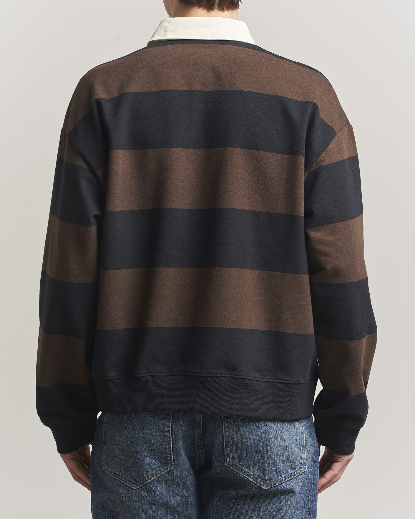 Herre | Gensere | NN07 | David Rugby Sweater Brown Stripe