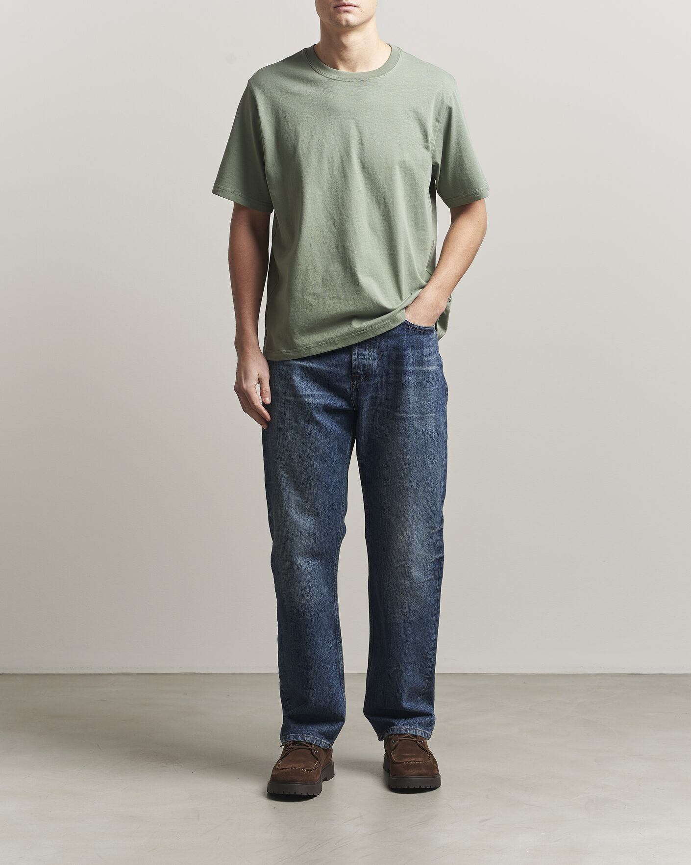 Herre | T-Shirts | NN07 | Jett Washed Crew Neck T-Shirt Sea Spray Green