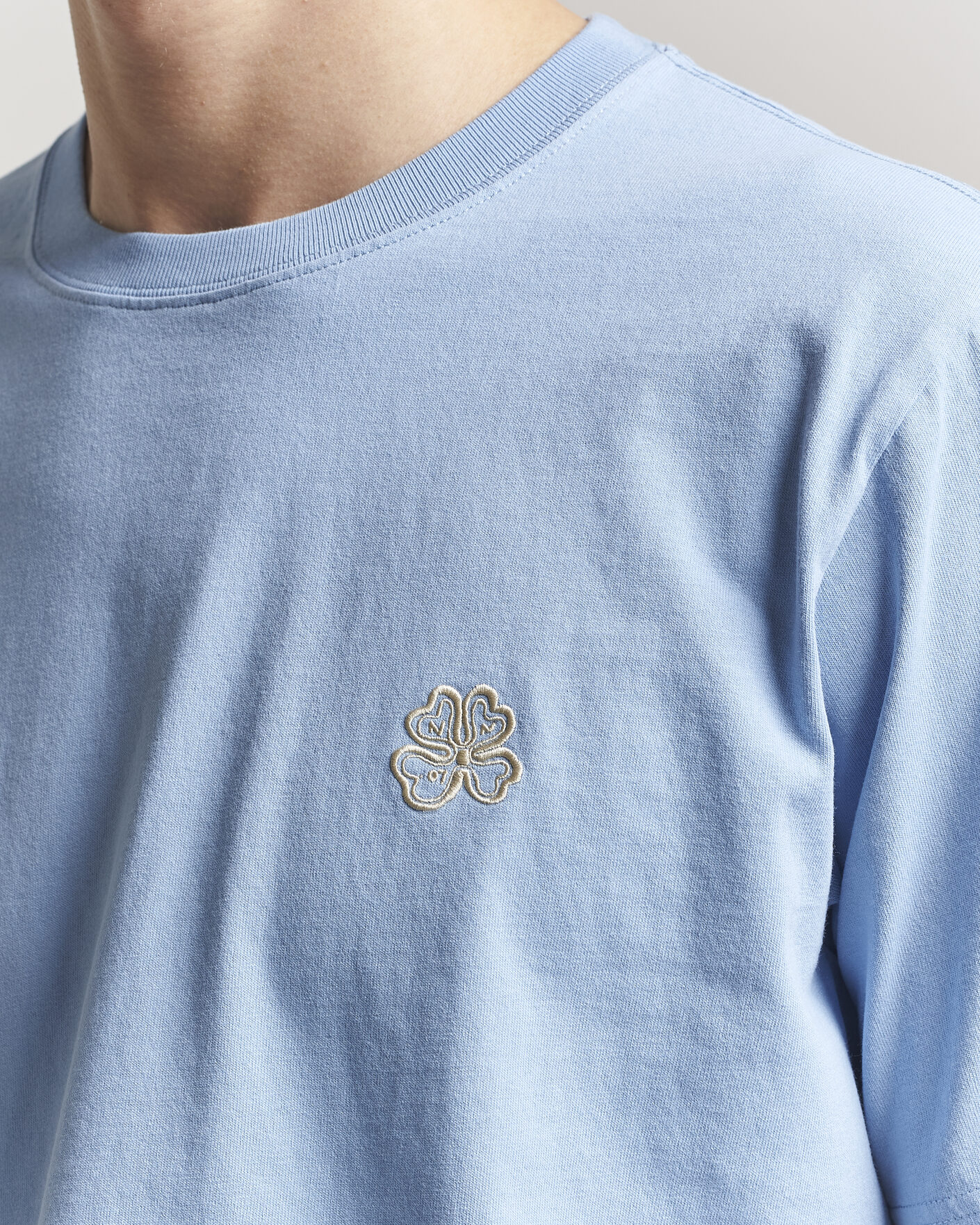 Herre | T-Shirts | NN07 | Jett Embroidered Crew Neck T-Shirt Cerulian Blue