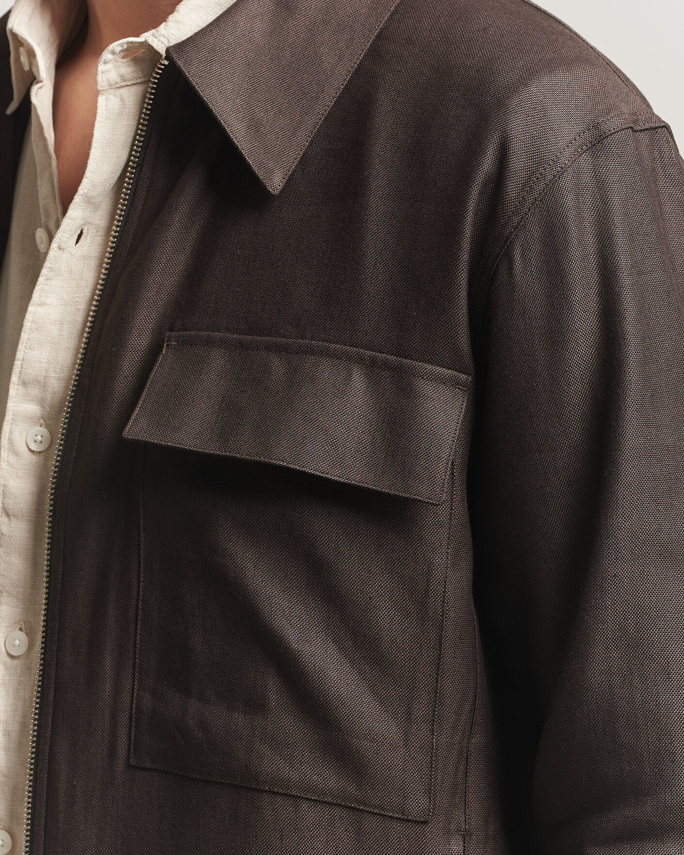 Herre | Skjorter | NN07 | Alban Linen/Viscose Overshirt Deep Truffle