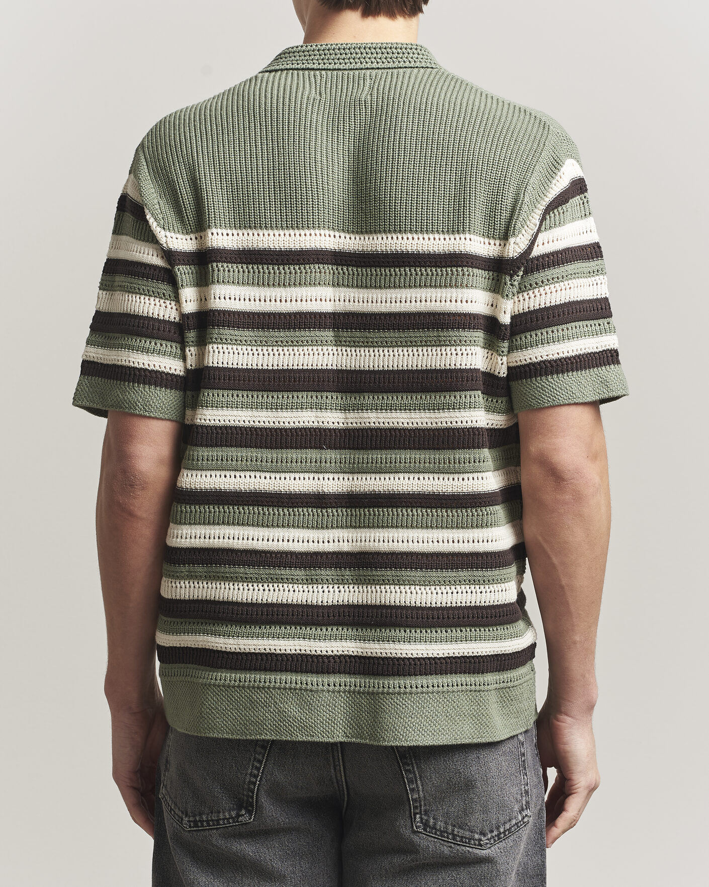 Herre | Skjorter | NN07 | Lars Knitted Short Sleeve Shirt Sea Spray Green