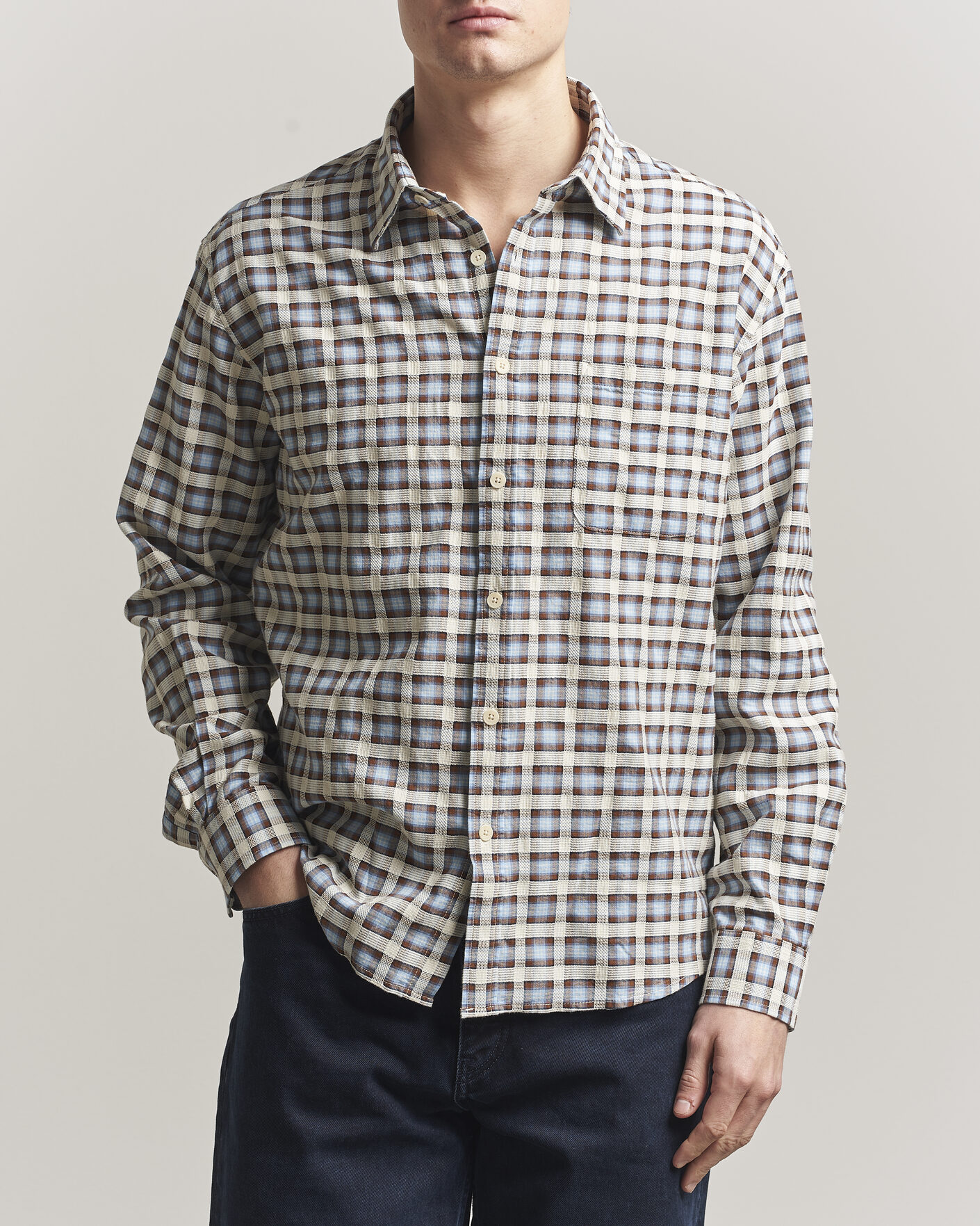Herre | Skjorter | NN07 | Deon Checked Shirt Blue
