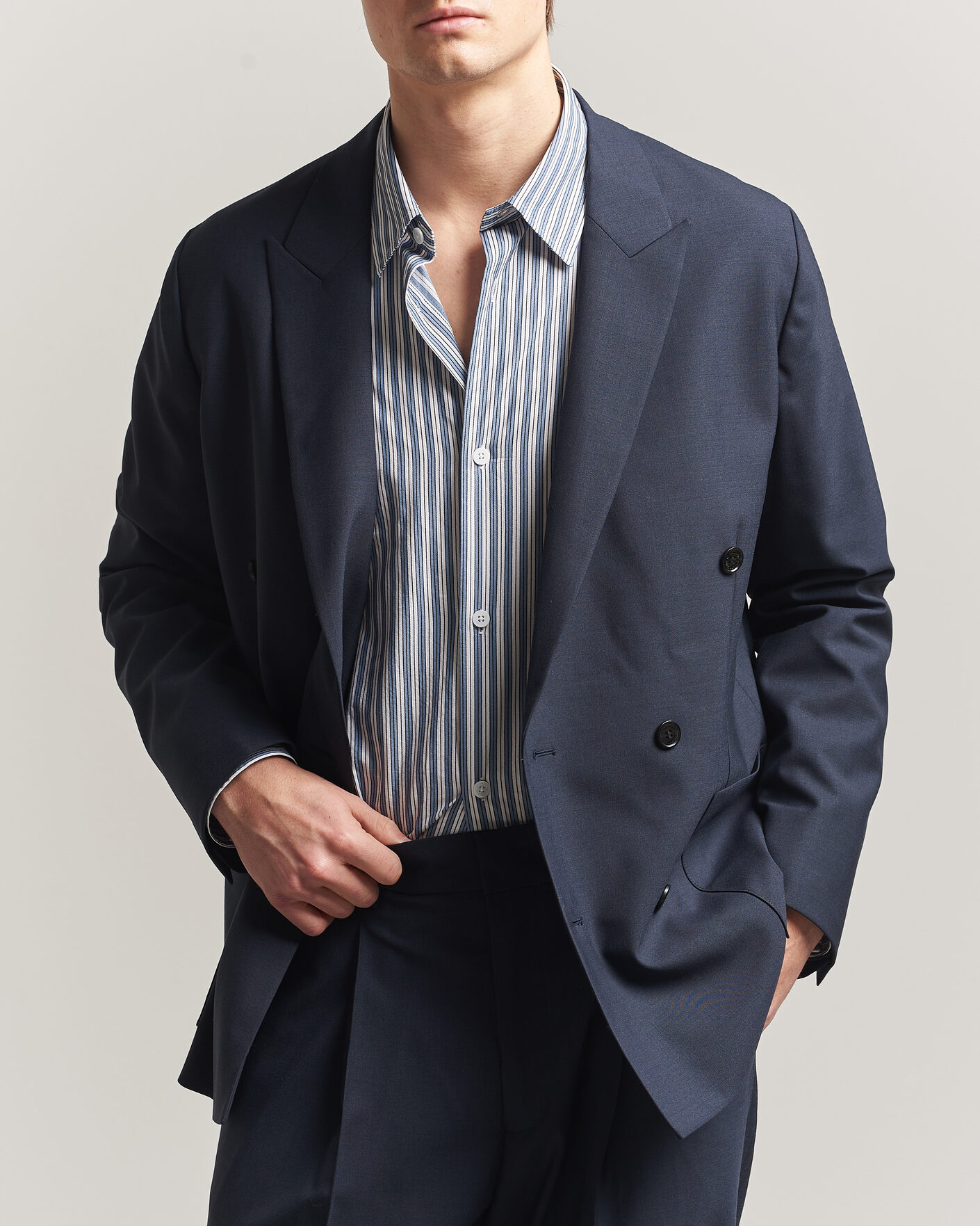 Herre | Dressjakker | NN07 | Jordin Summer Wool Double Breasted Blazer Deep Navy