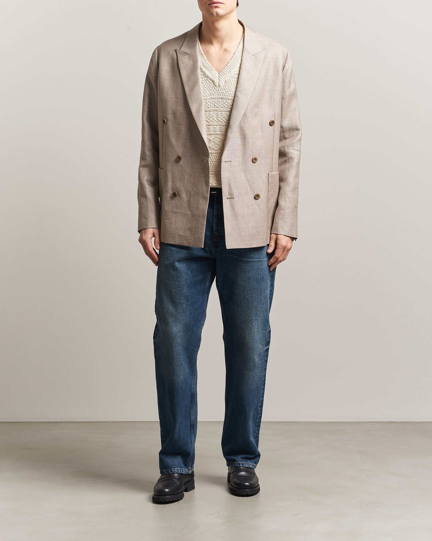 Herre | Dressjakker | NN07 | Jordin Linen/Wool Double Breasted Blazer Khaki Melange