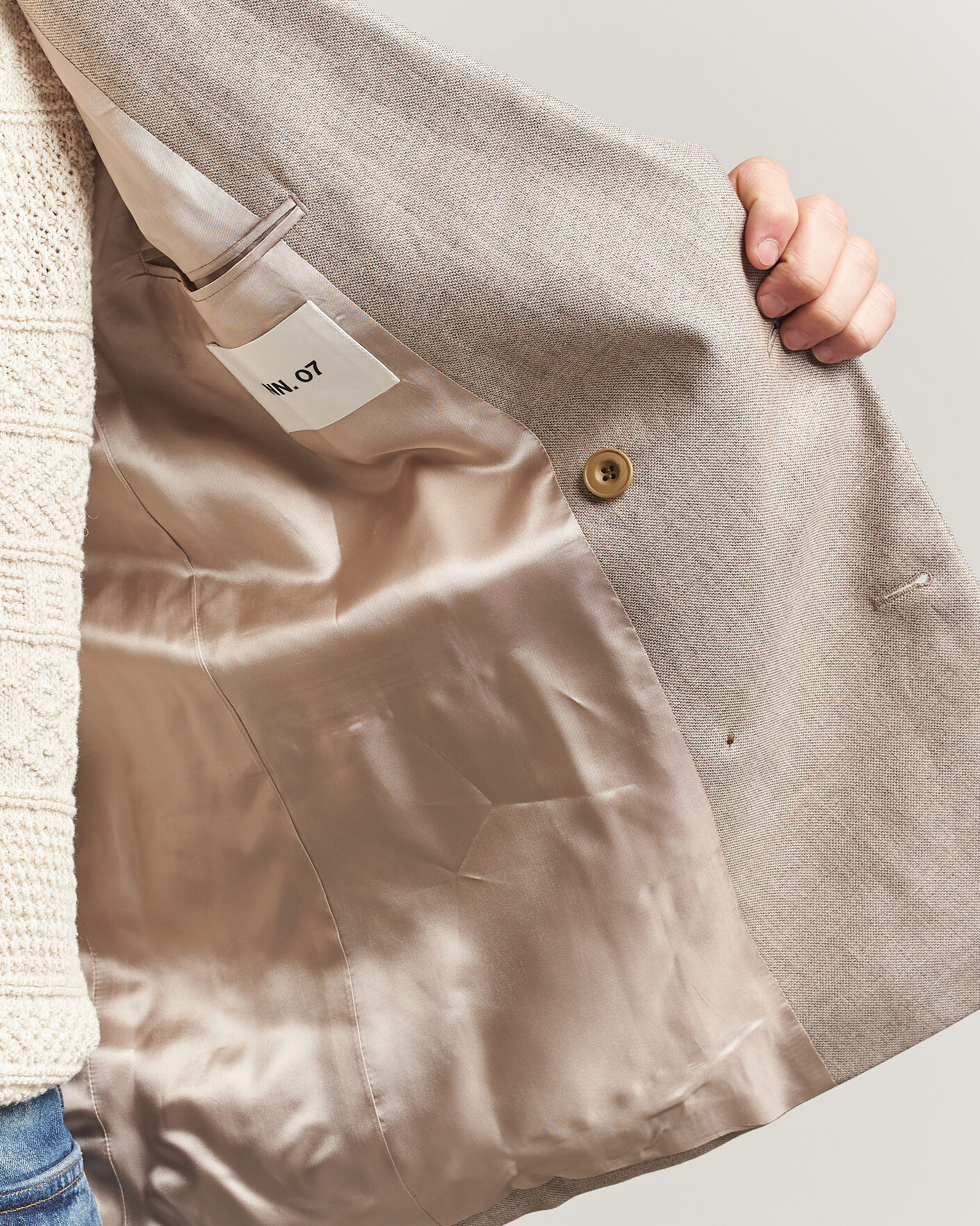 Herre | Dressjakker | NN07 | Jordin Linen/Wool Double Breasted Blazer Khaki Melange