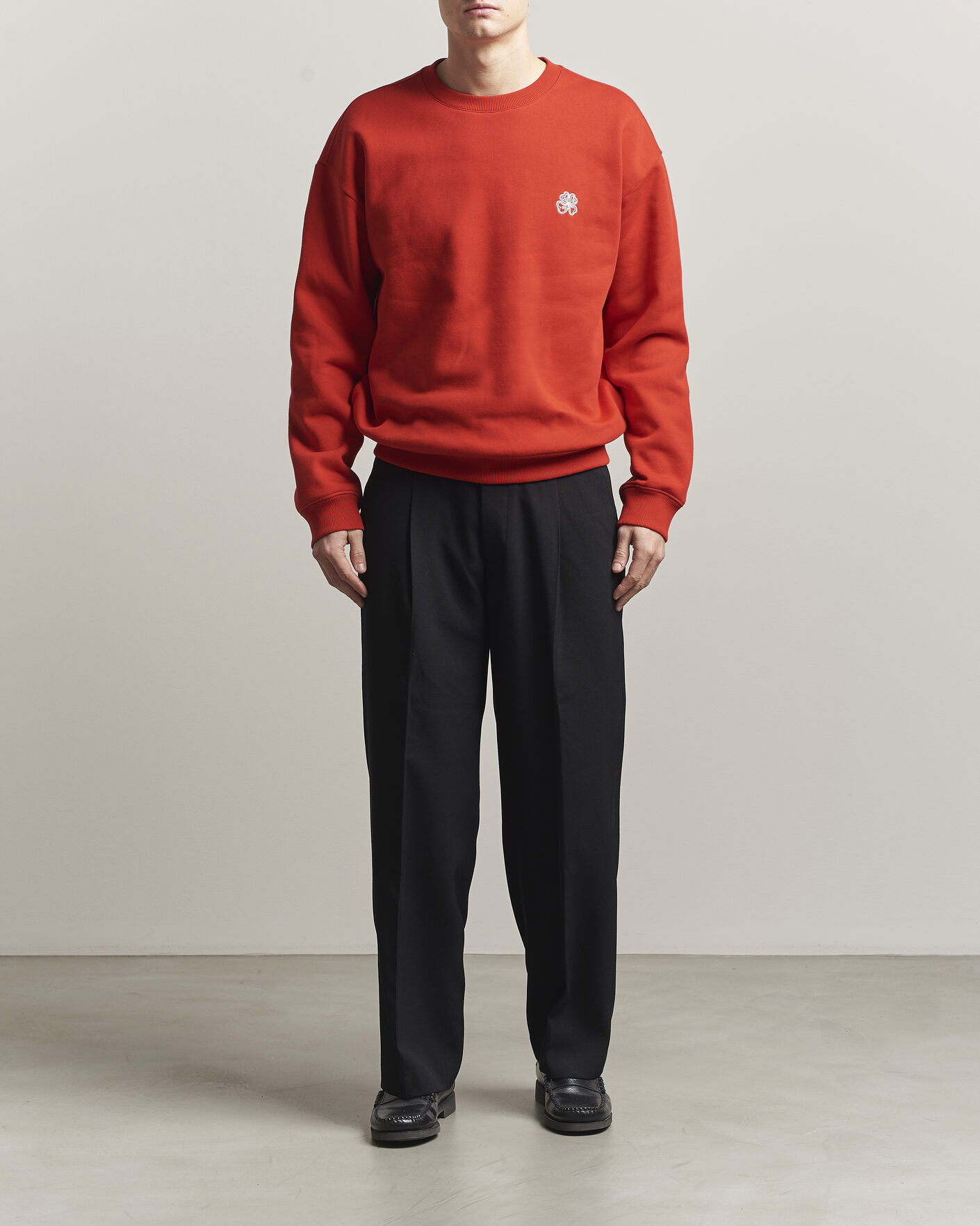 Herre | Gensere | NN07 | David Embroidered Crew Neck Sweatshirt Chili Red