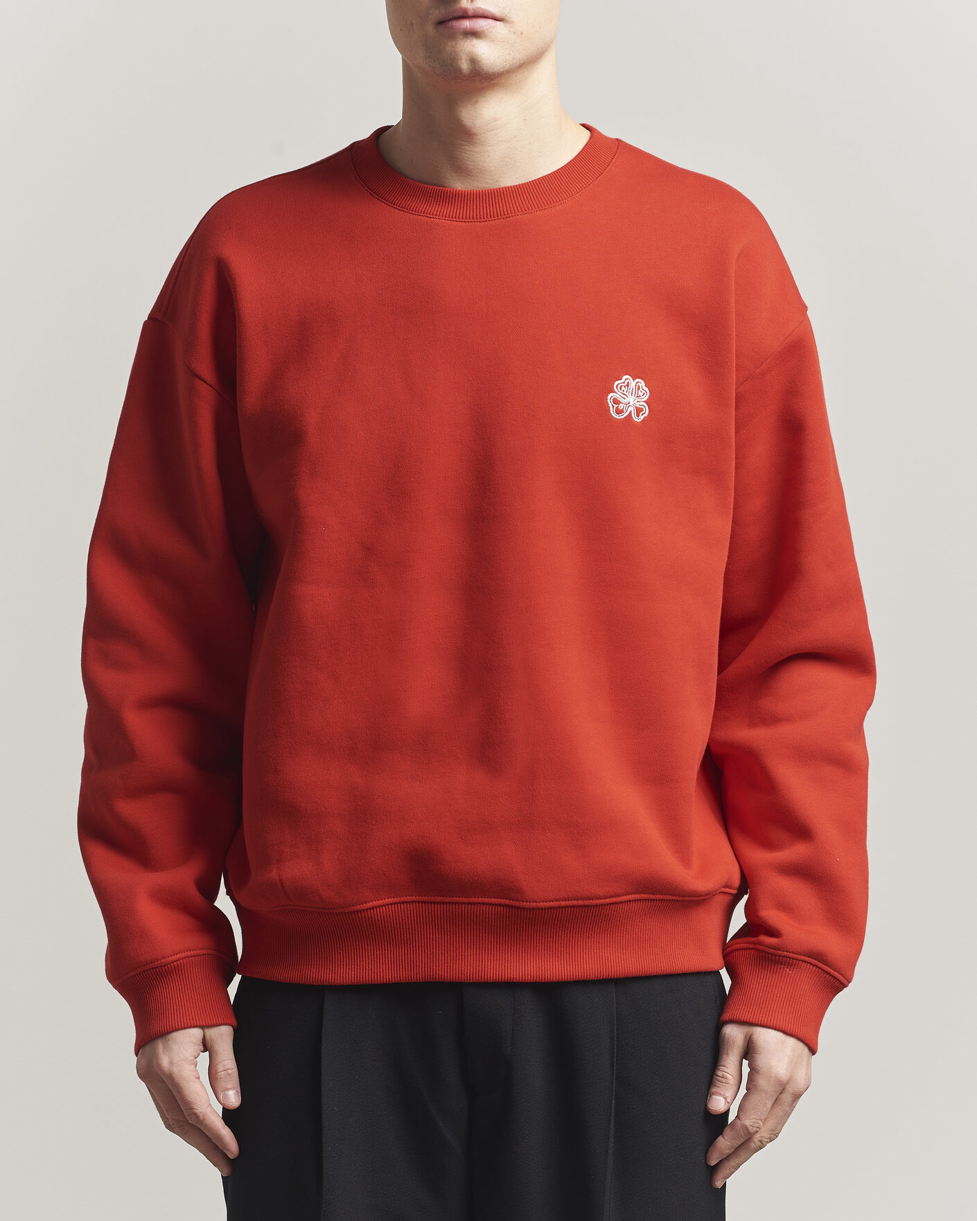 Herre | Gensere | NN07 | David Embroidered Crew Neck Sweatshirt Chili Red