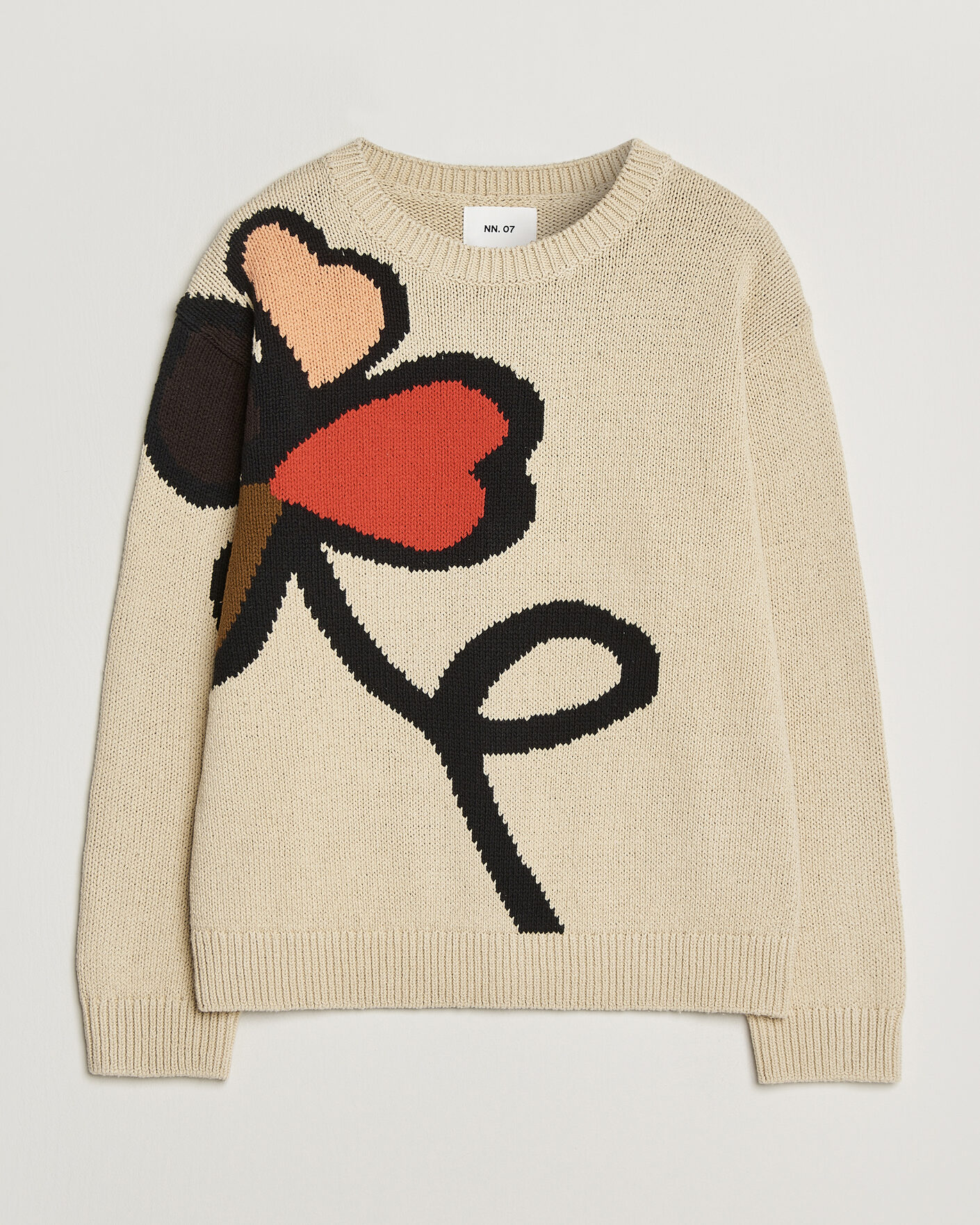 Herre | Gensere | NN07 | Todd Printed Flower Sweater Ecru Multi