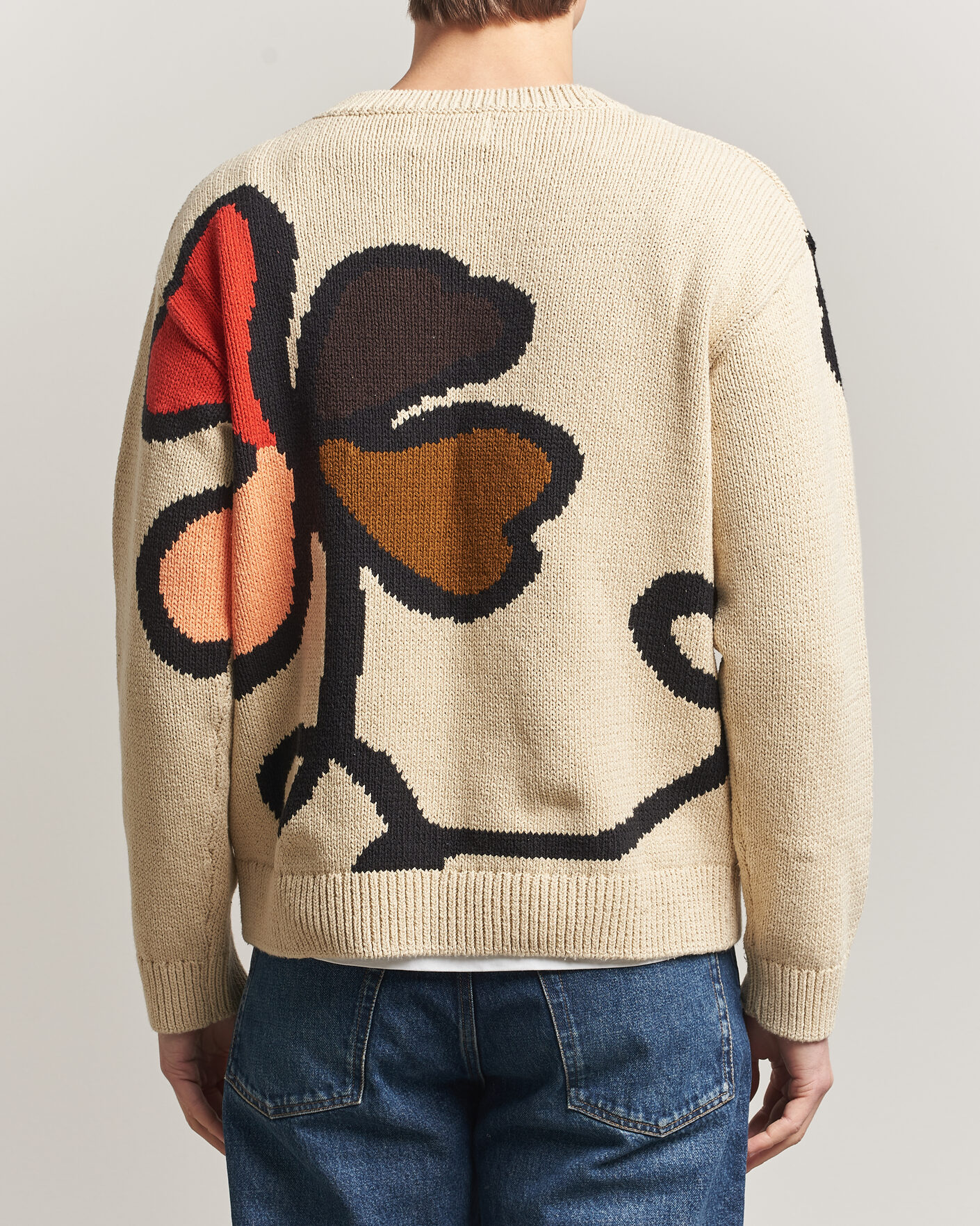 Herre | Gensere | NN07 | Todd Printed Flower Sweater Ecru Multi