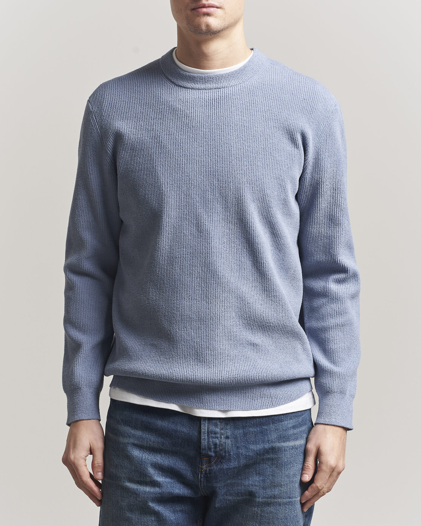 Herre | Gensere | NN07 | Danny Knitted Sweater Stone Blue