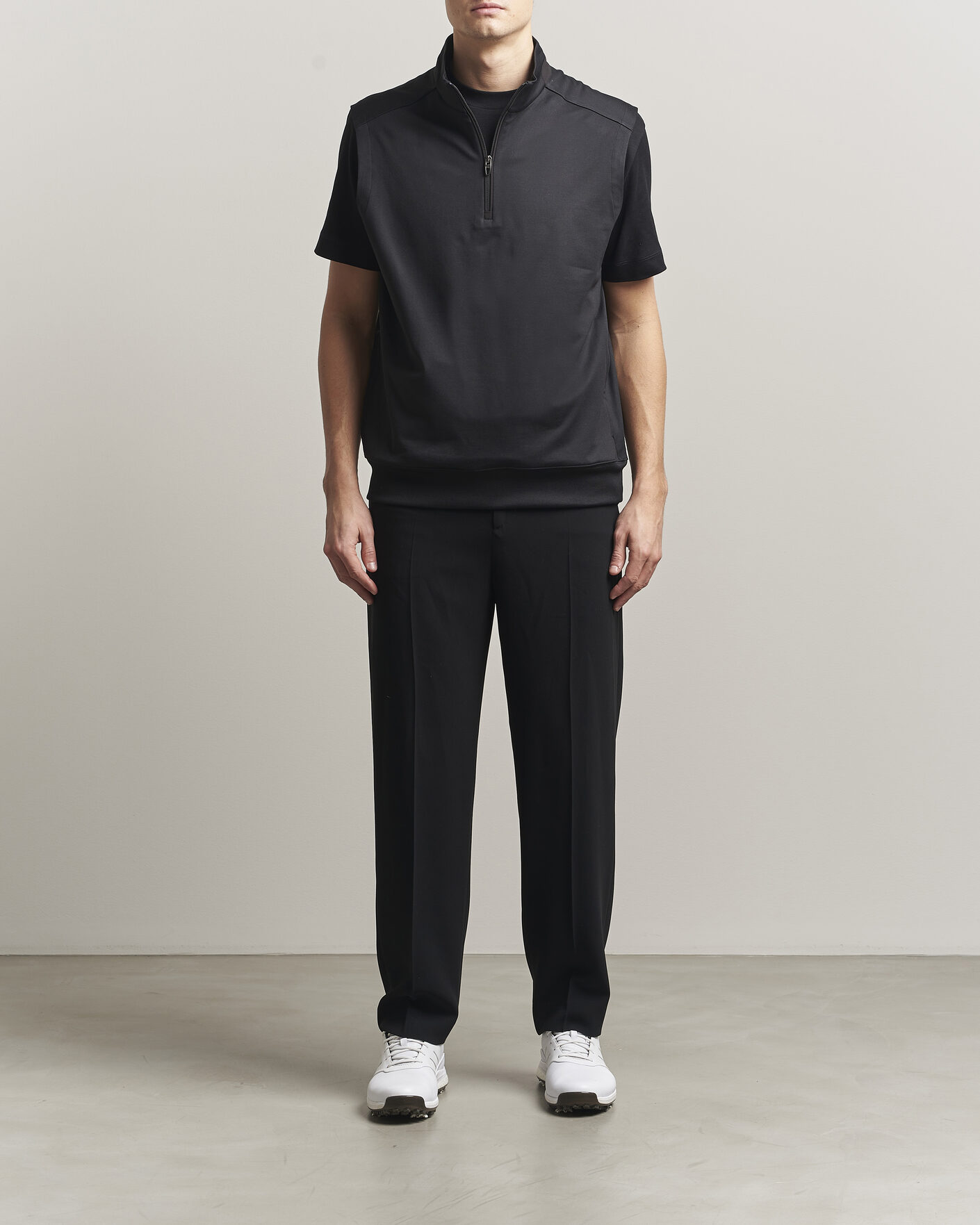 Herre | Golfklær | RLX Ralph Lauren | Half-Zip Luxury Jersey Vest Polo Black