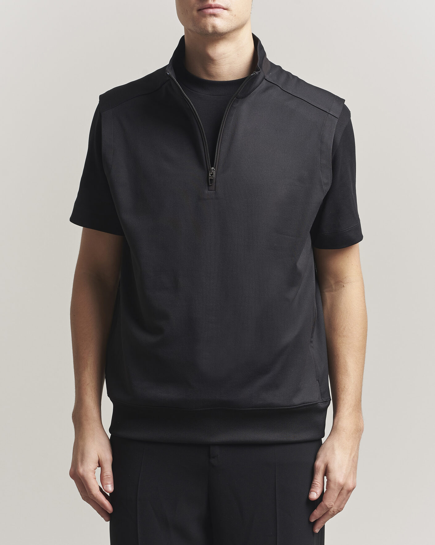 Herre | Vester | RLX Ralph Lauren | Half-Zip Luxury Jersey Vest Polo Black