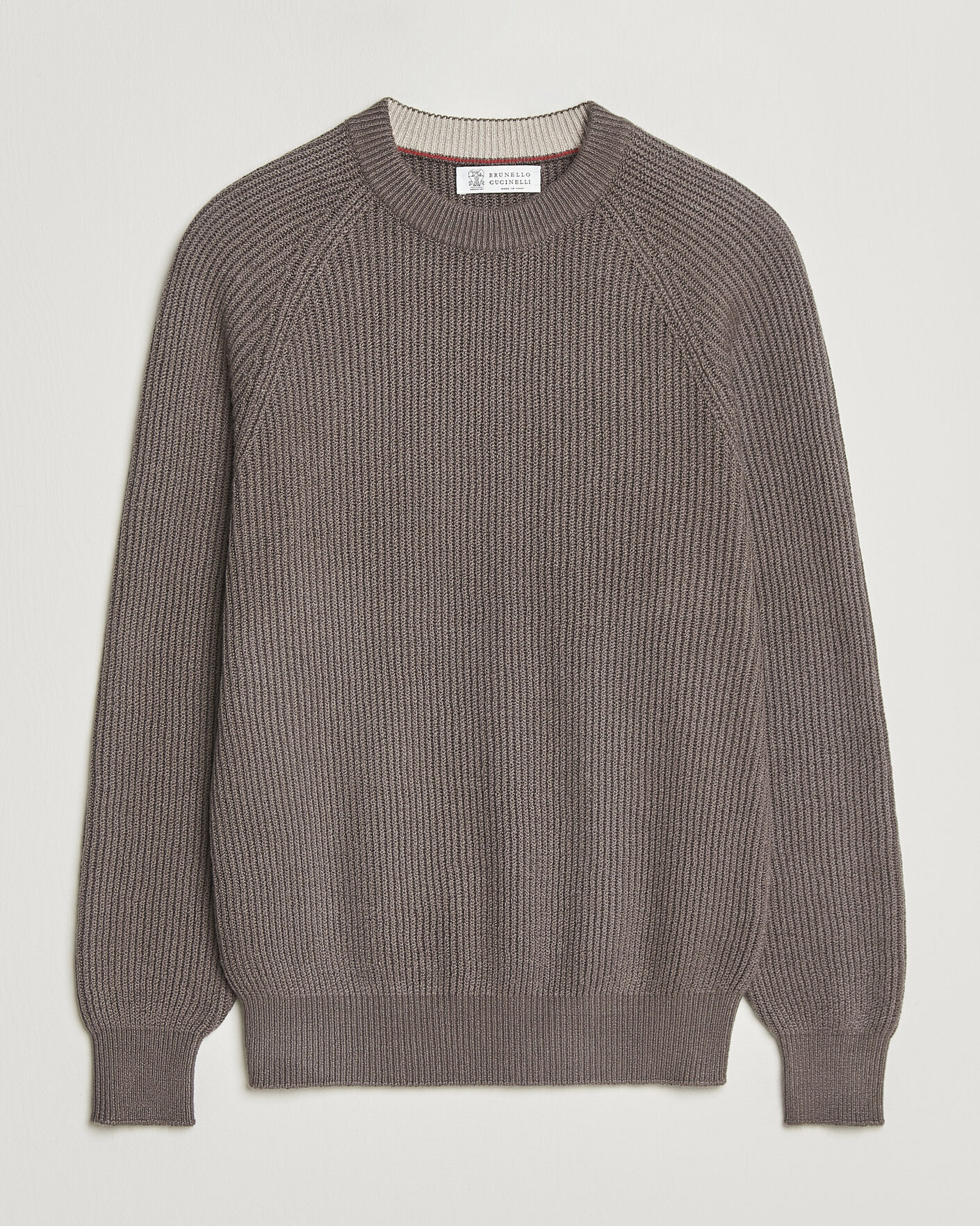 Herre | Gensere | Brunello Cucinelli | Heavy Cotton Rib Sweater Light Brown