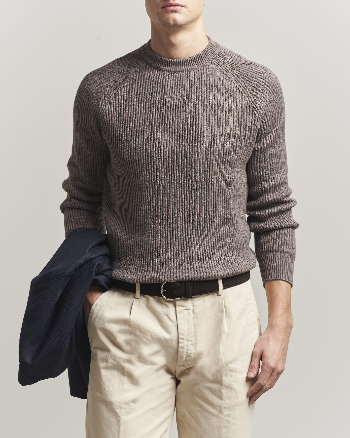 Herre | Gensere | Brunello Cucinelli | Heavy Cotton Rib Sweater Light Brown
