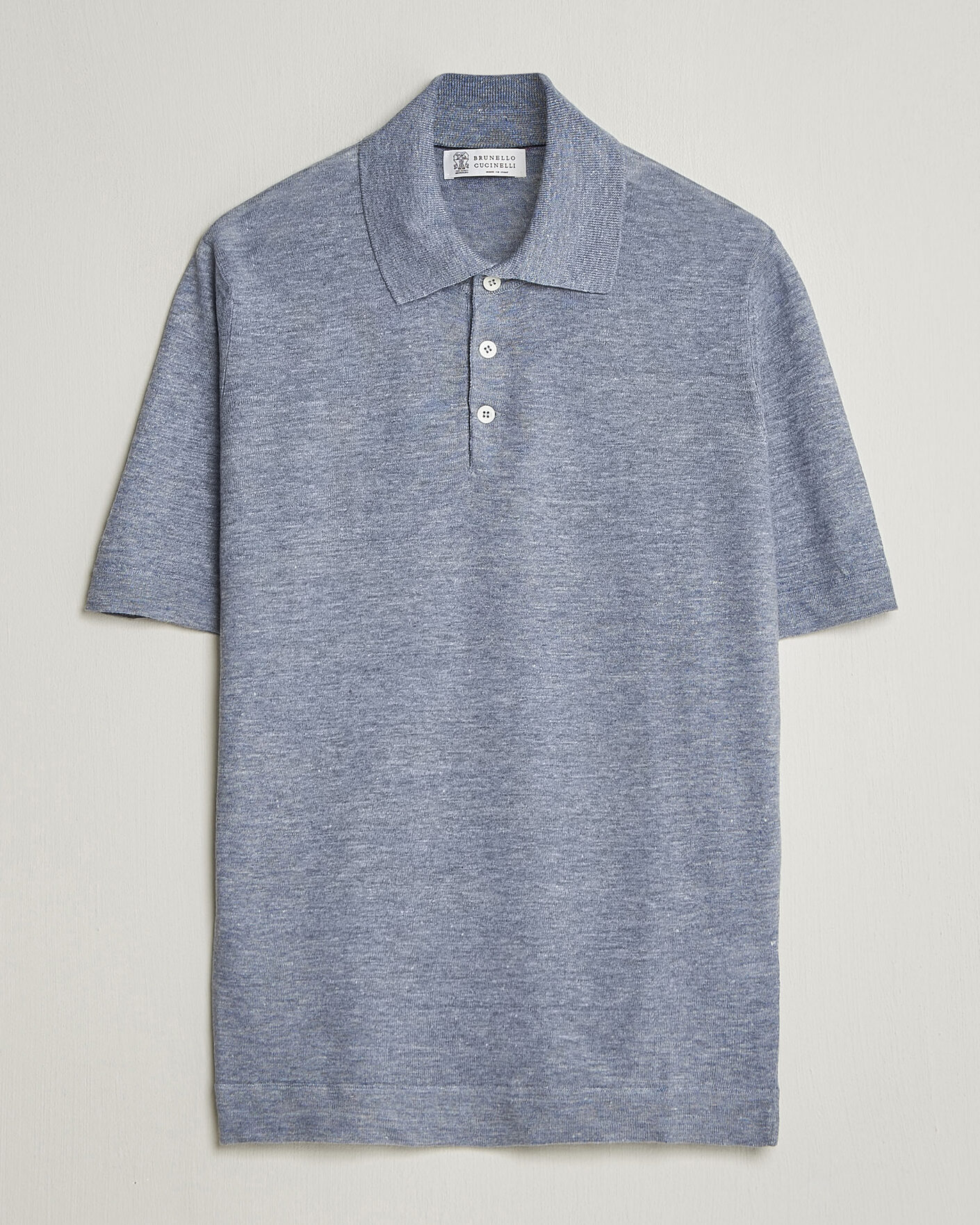Herre | Pikéer | Brunello Cucinelli | Linen Knitted Polo Light Blue