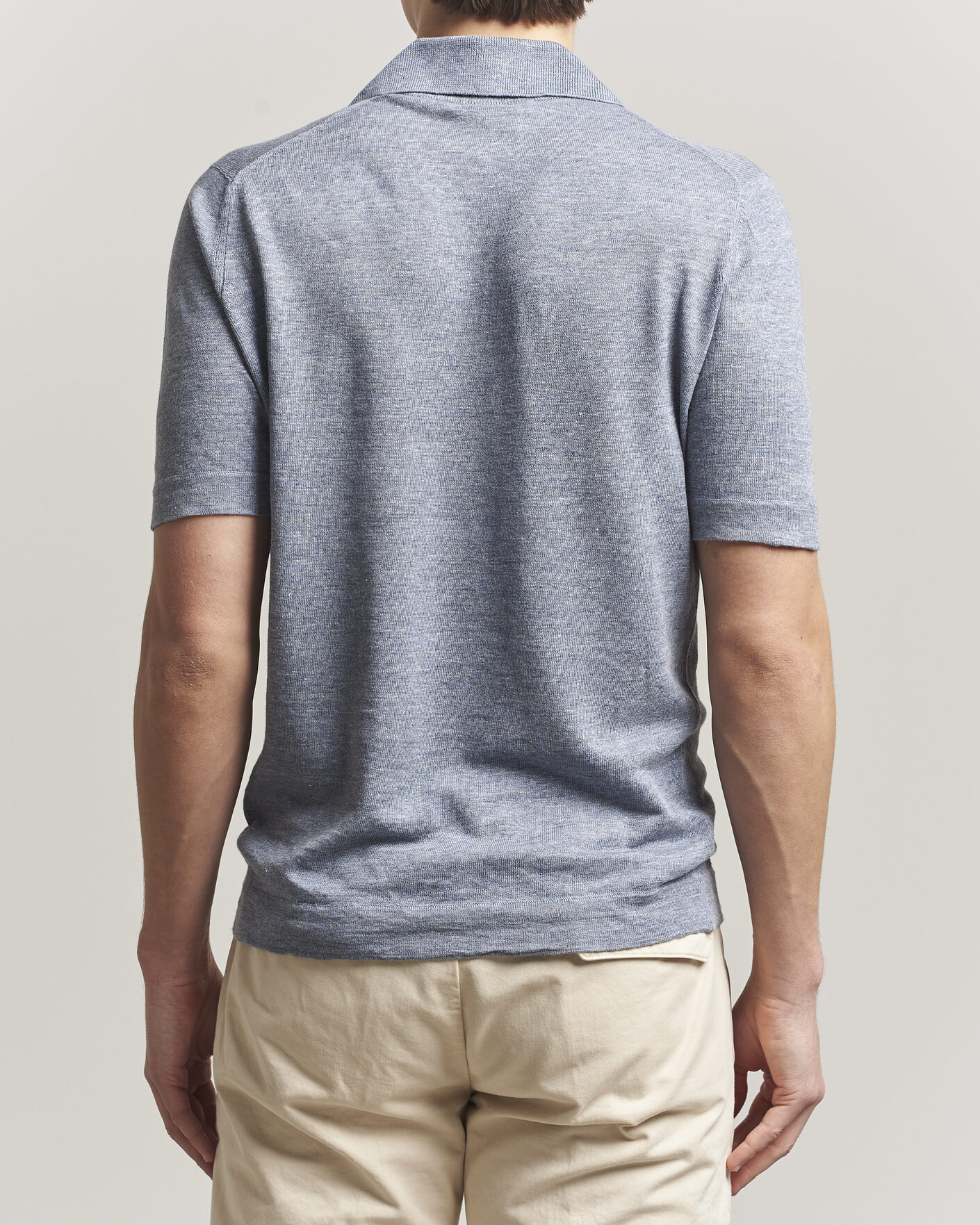 Herre | Pikéer | Brunello Cucinelli | Linen Knitted Polo Light Blue