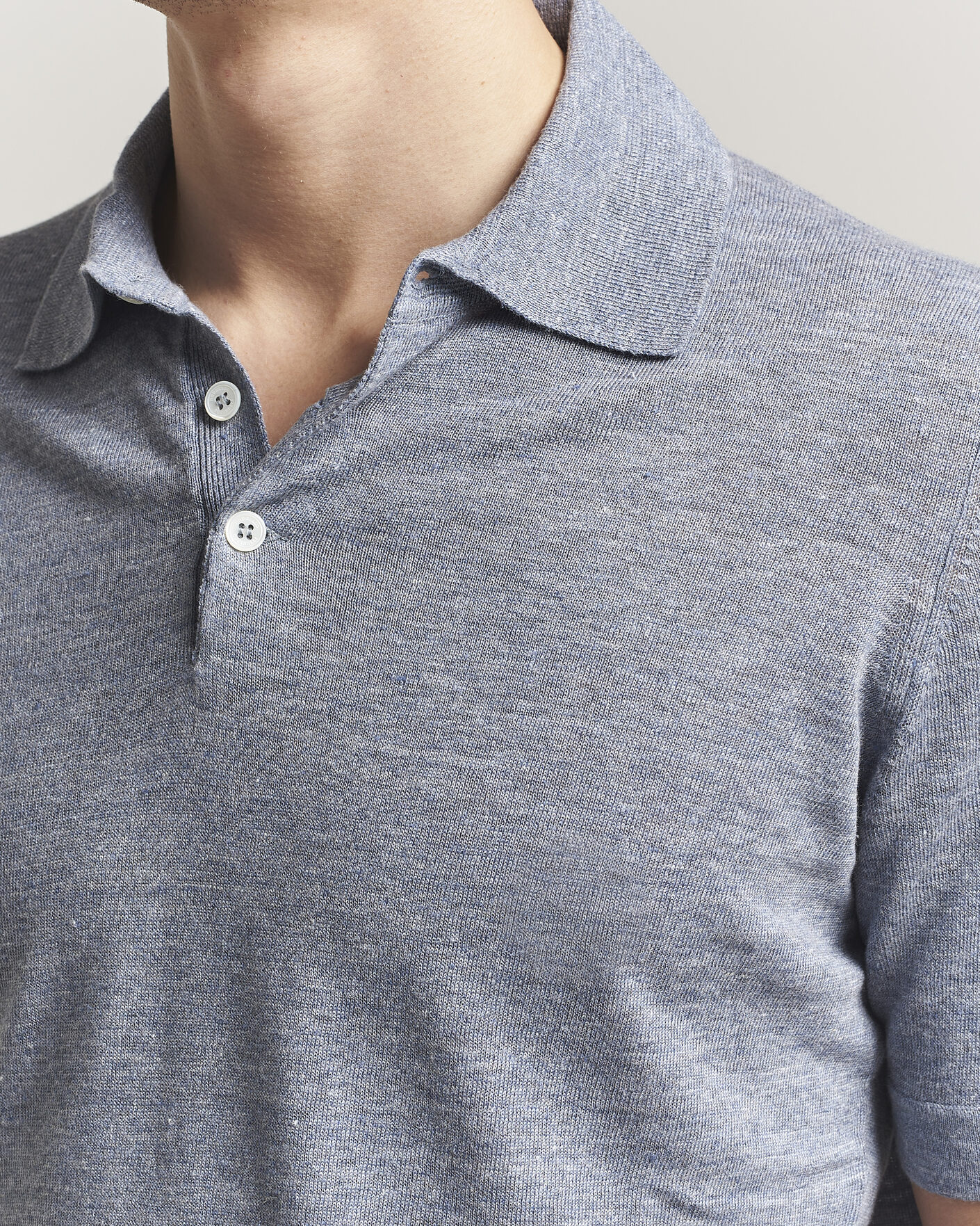 Herre | Pikéer | Brunello Cucinelli | Linen Knitted Polo Light Blue