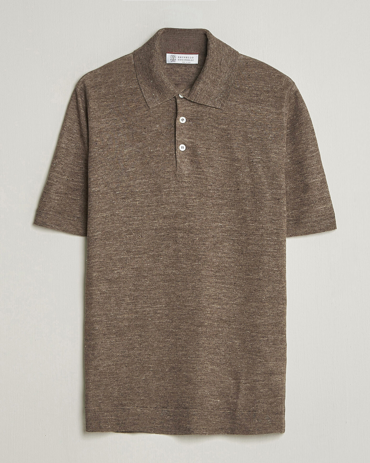 Herre | Pikéer | Brunello Cucinelli | Linen Knitted Polo Brown