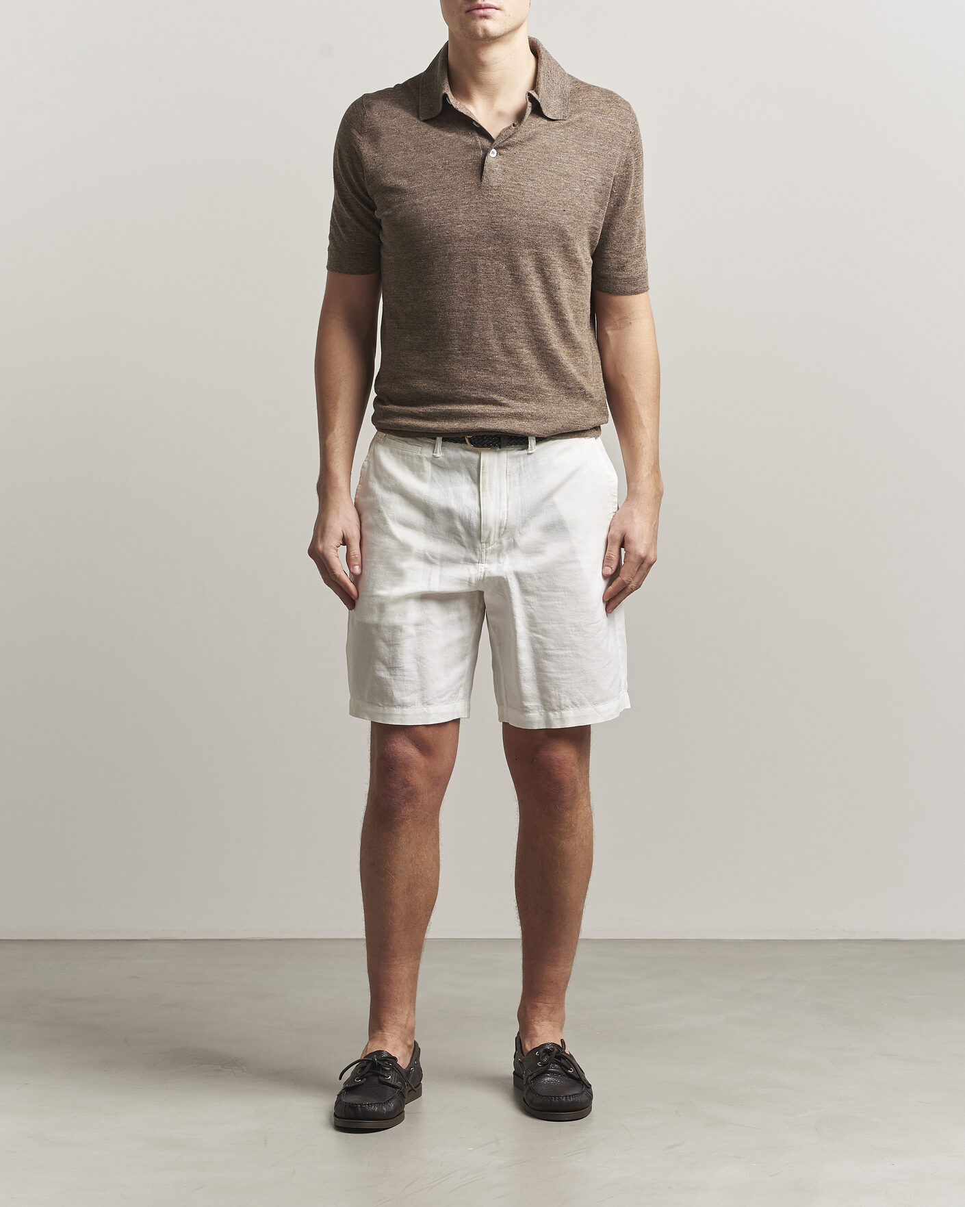 Herre | Pikéer | Brunello Cucinelli | Linen Knitted Polo Brown