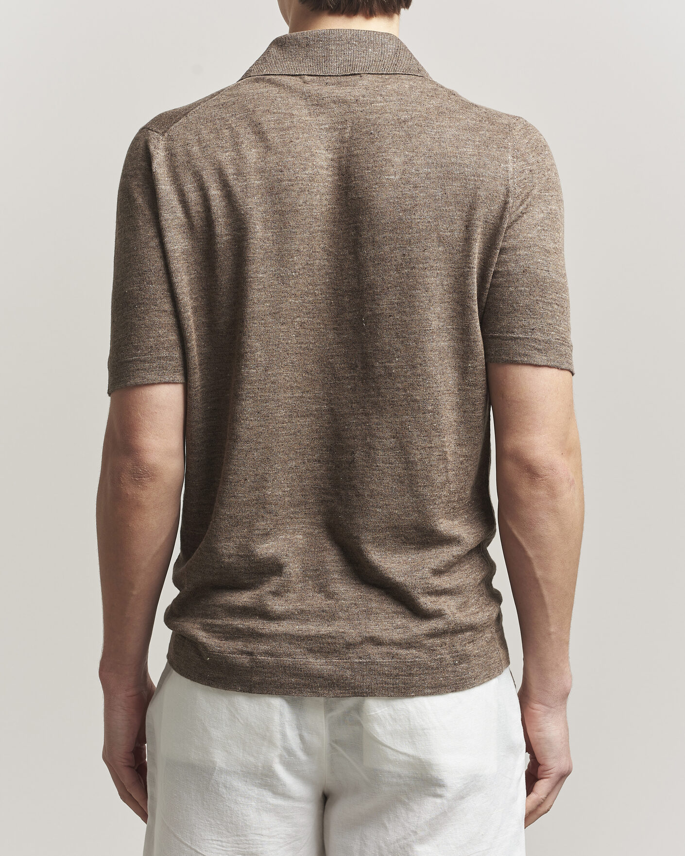 Herre | Pikéer | Brunello Cucinelli | Linen Knitted Polo Brown