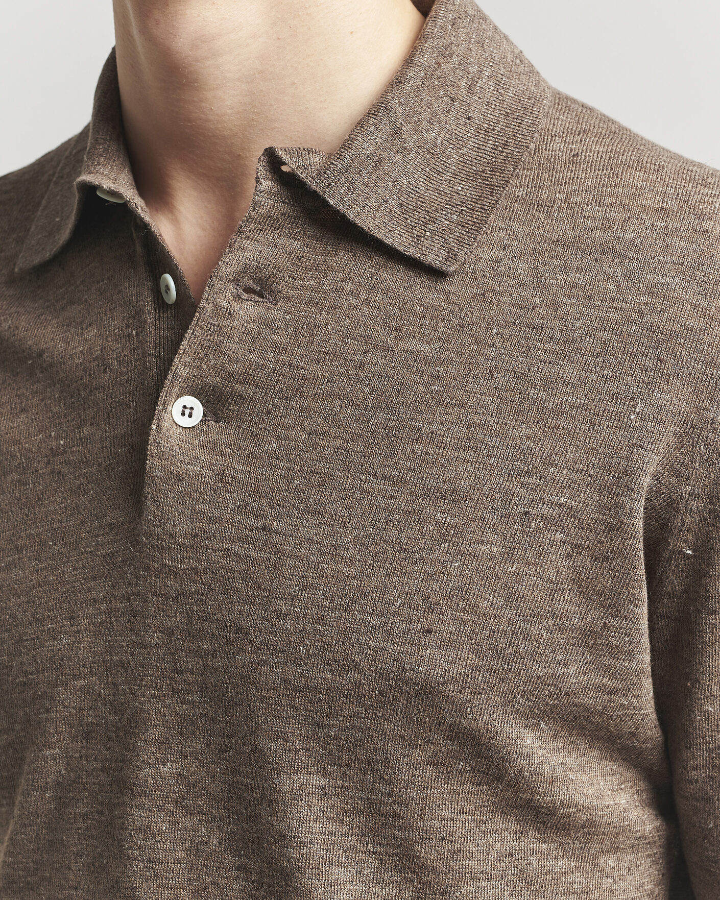 Herre | Pikéer | Brunello Cucinelli | Linen Knitted Polo Brown