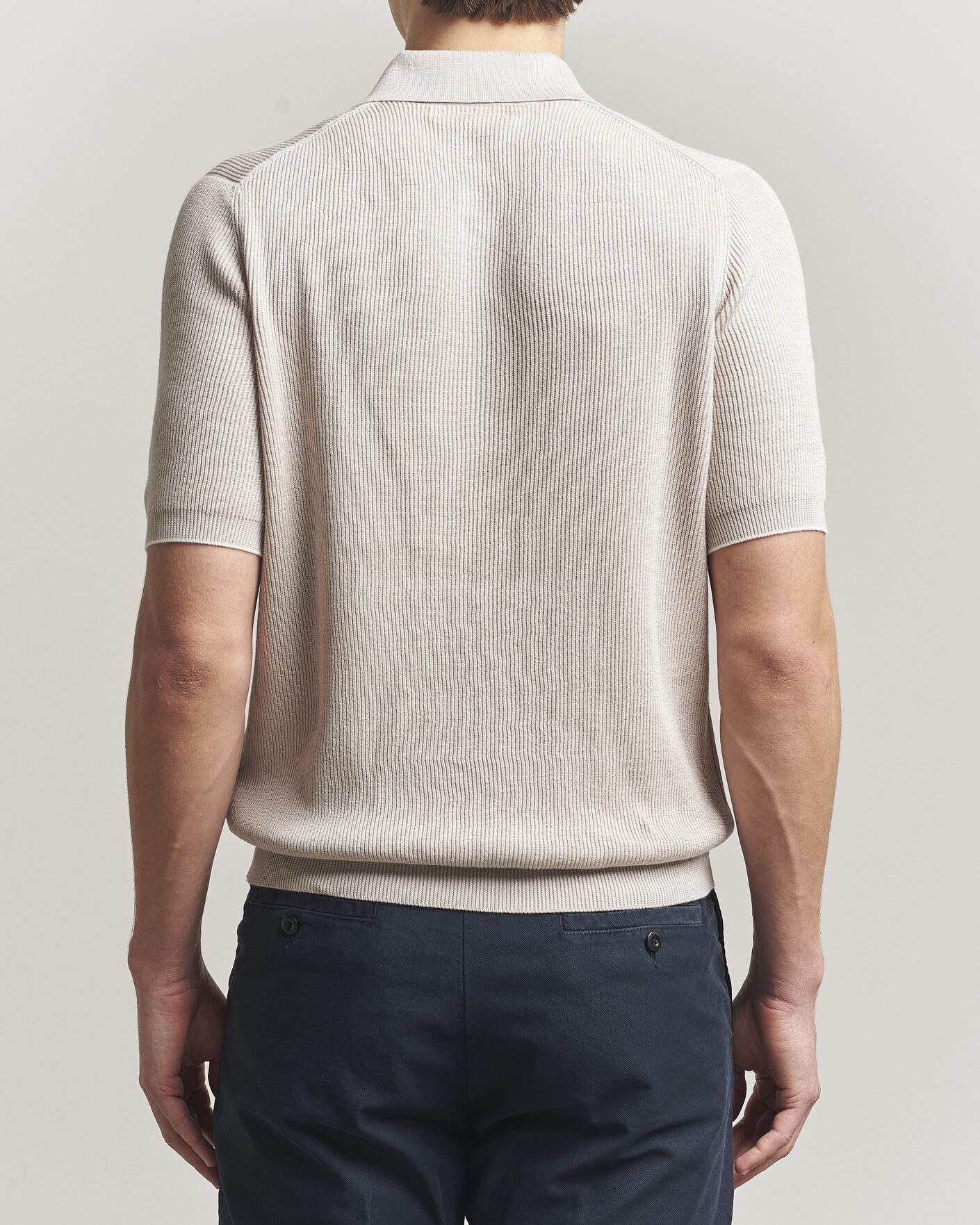 Herre | Pikéer | Brunello Cucinelli | Cotton Rib Knitted Polo Light Beige