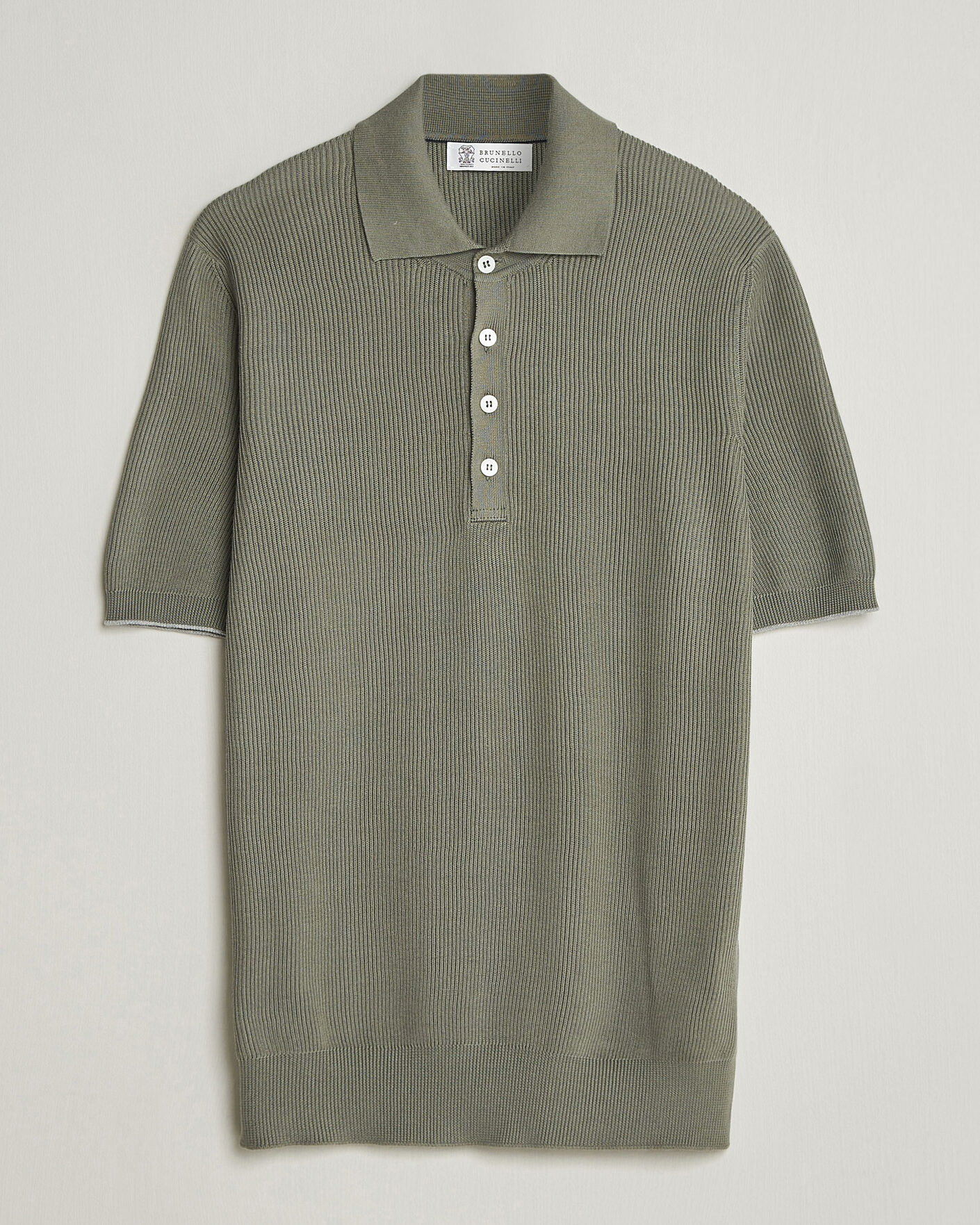 Herre | Pikéer | Brunello Cucinelli | Cotton Rib Knitted Polo Olive