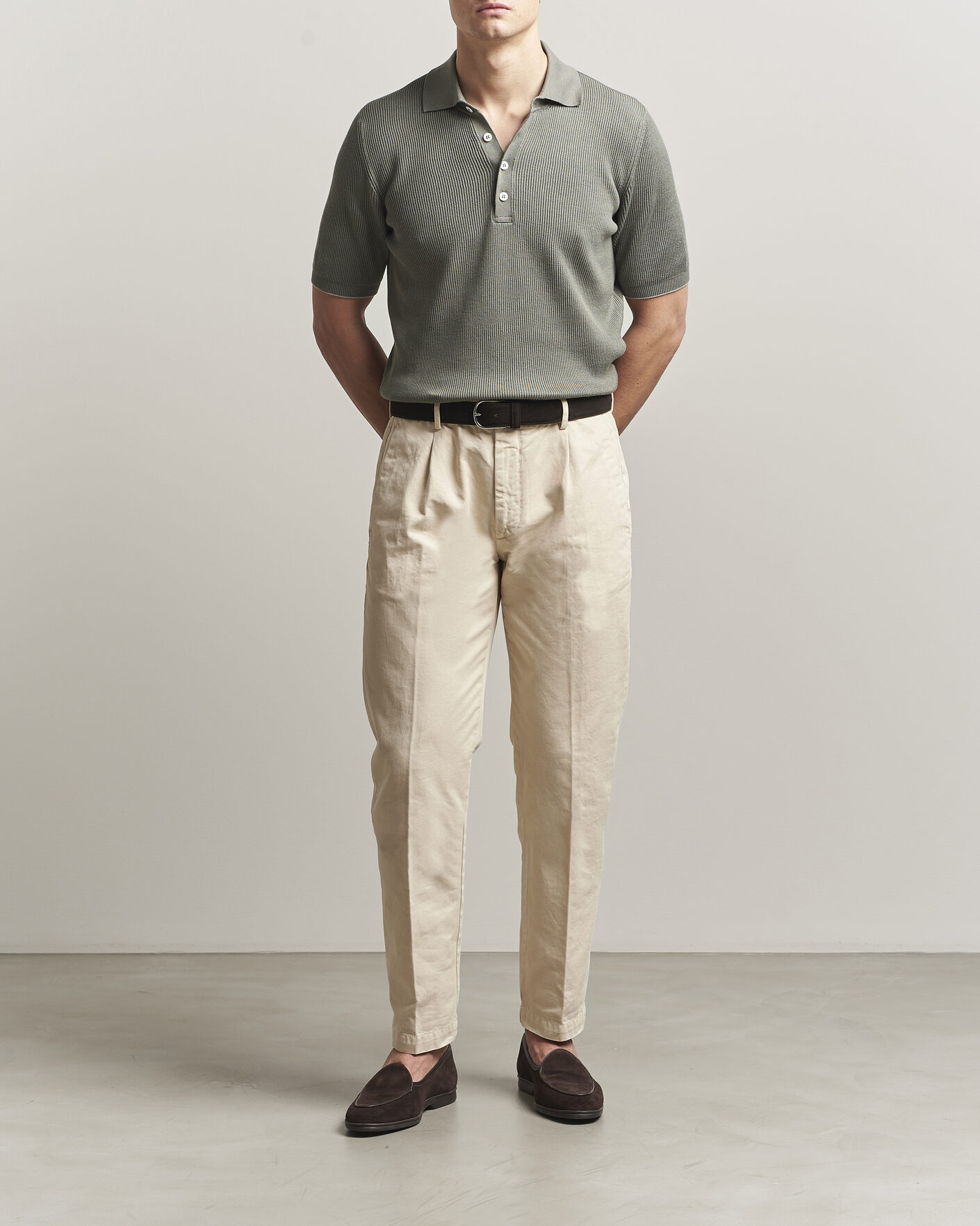 Herre | Pikéer | Brunello Cucinelli | Cotton Rib Knitted Polo Olive