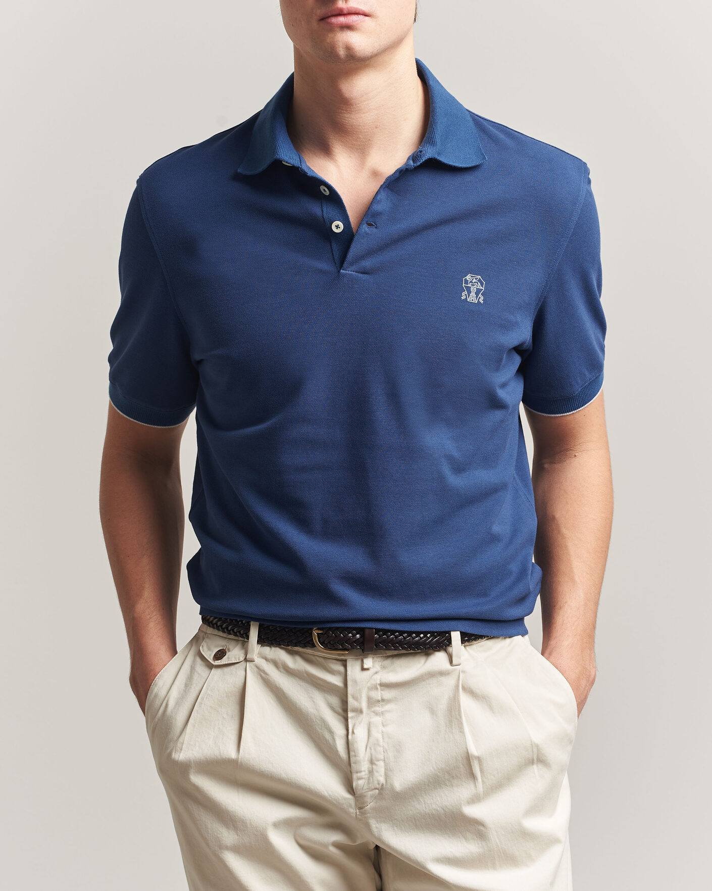 Herre | Pikéer | Brunello Cucinelli | Short Sleeve Logo Polo Blue
