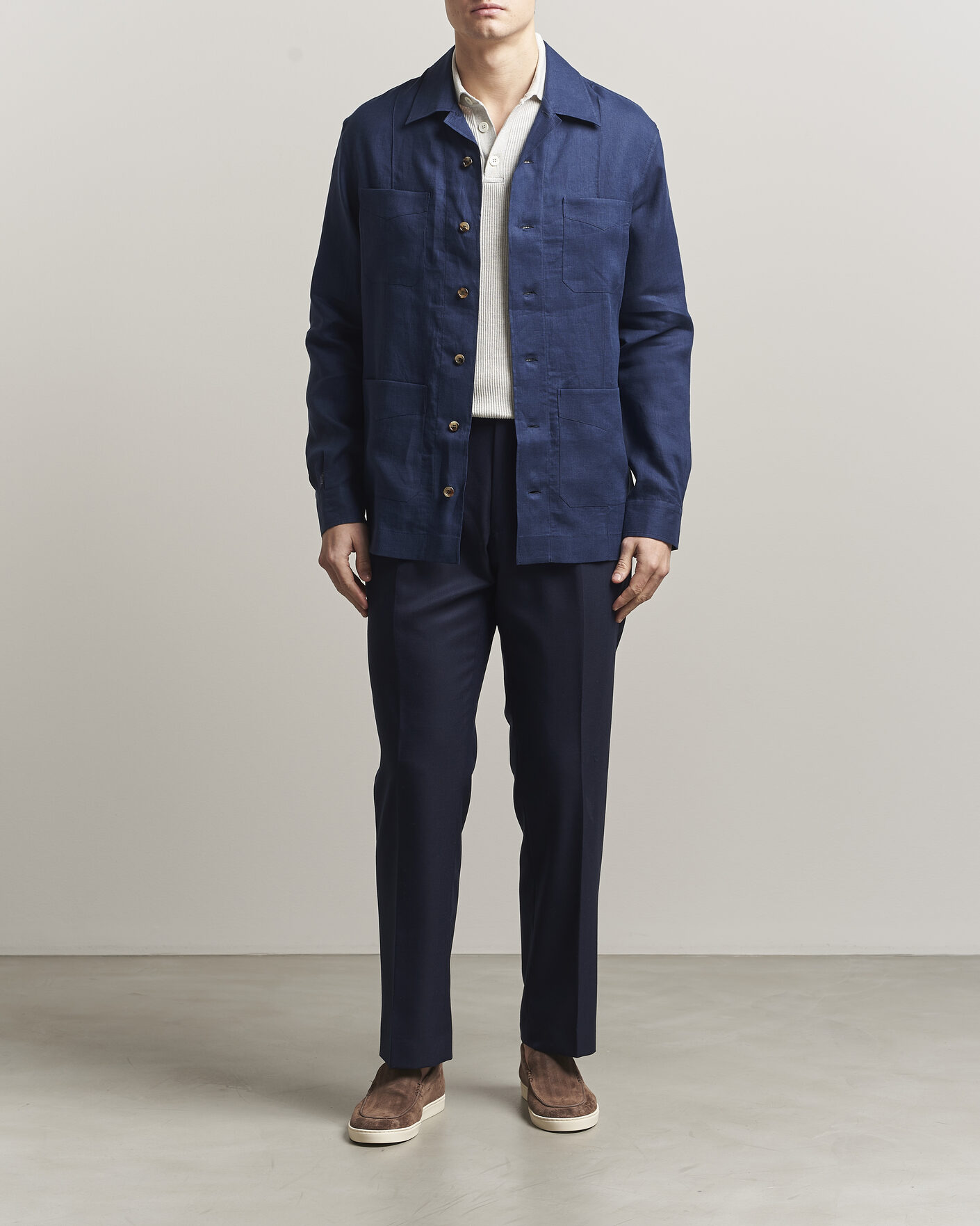 Herre | Skjorter | Brunello Cucinelli | Linen Shirt Jacket Navy